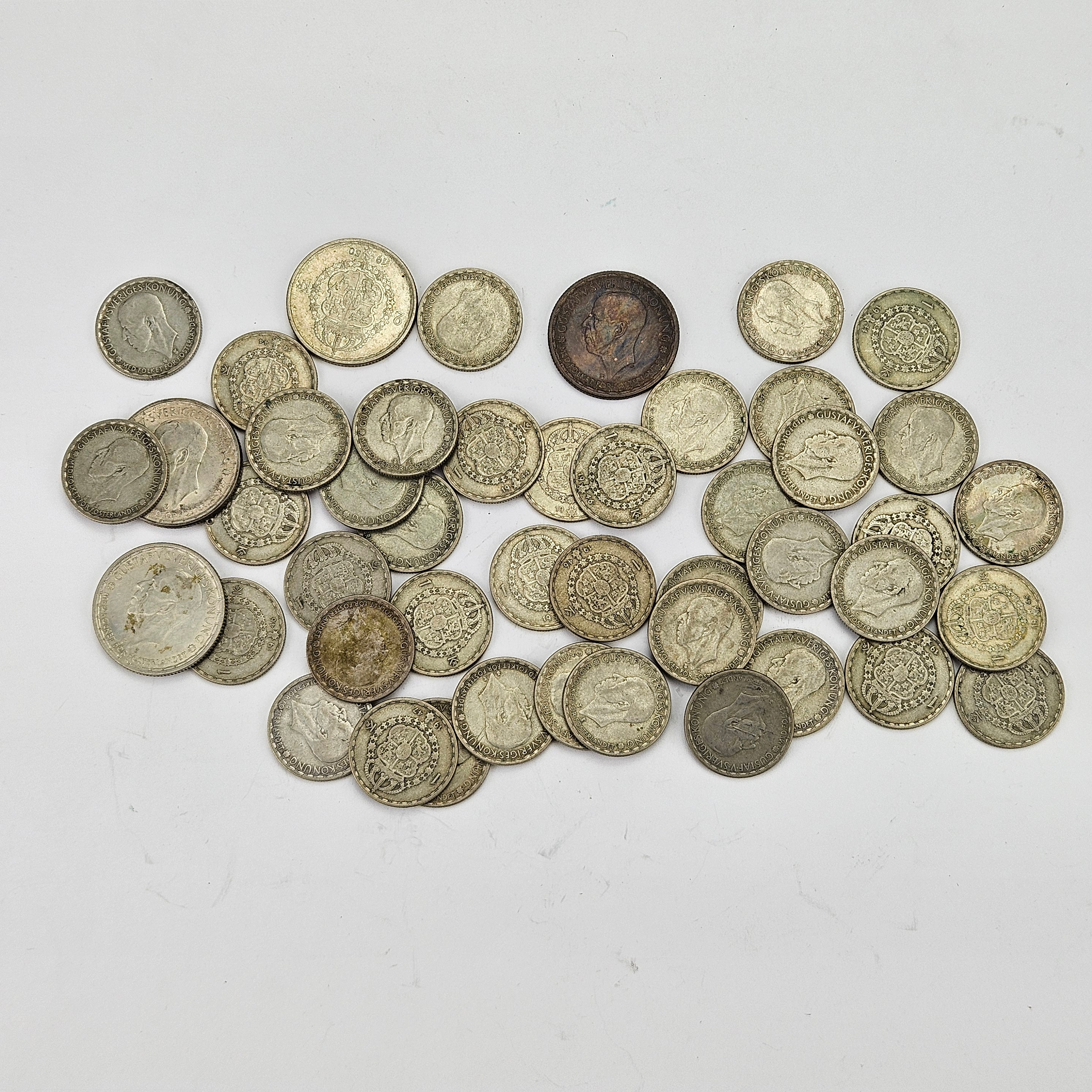 MYNT, 46 st, silver, 40%, Gustaf V, Sverige.