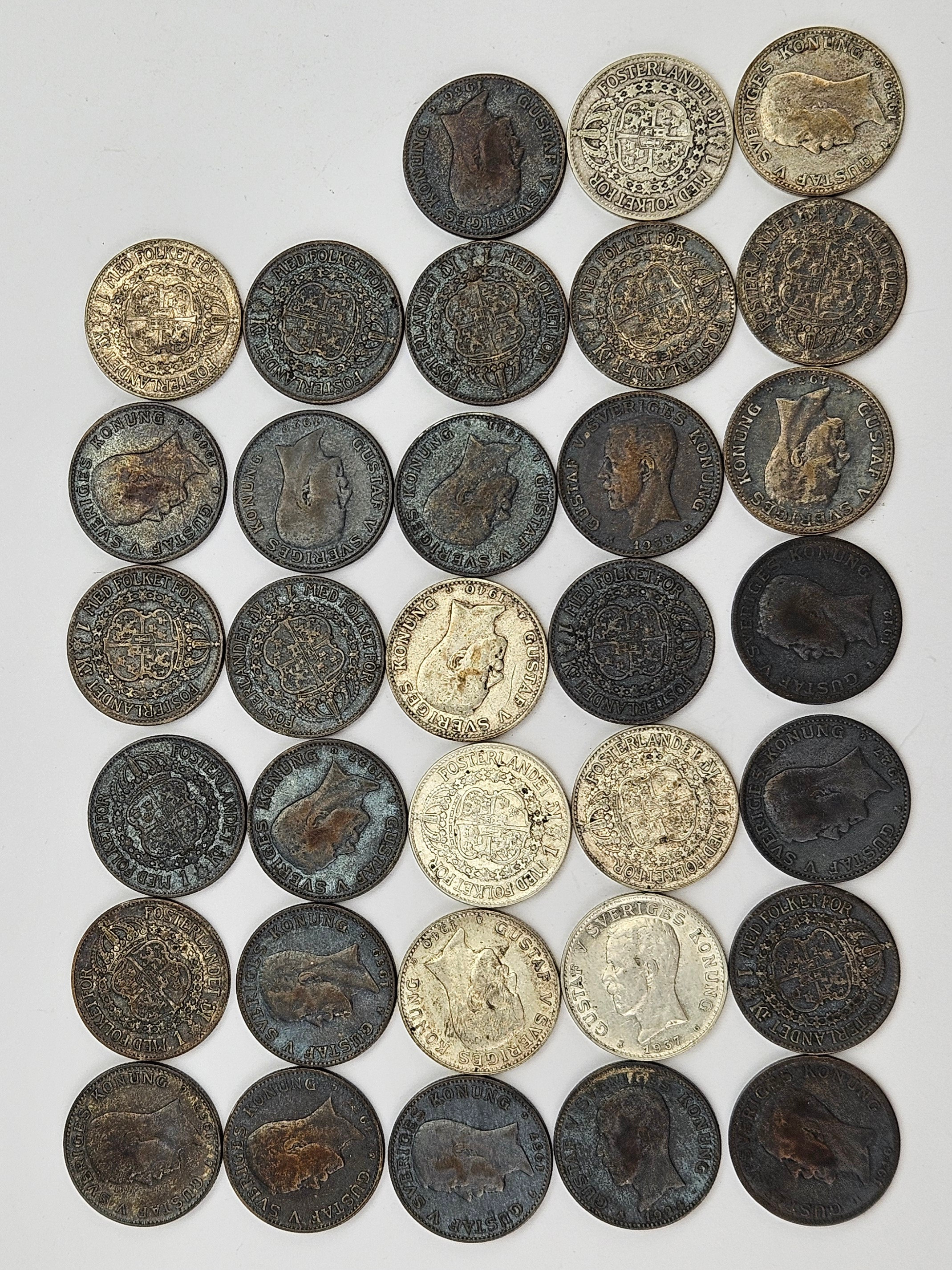MYNT, 33 st, silver, 80%, Gustaf V, Sverige.