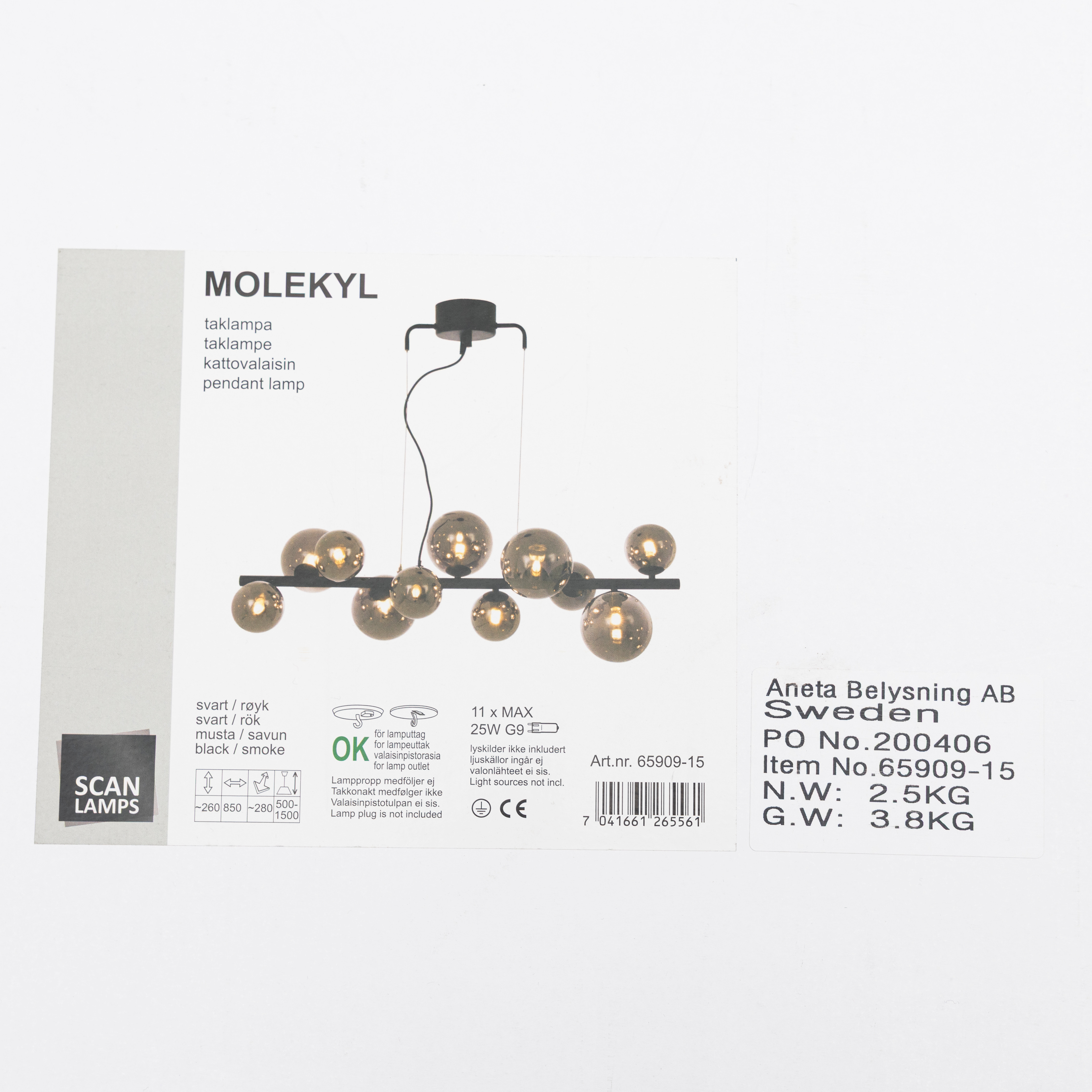 TAKLAMPA, "Molekyl", Aneta belysning, samtida.
