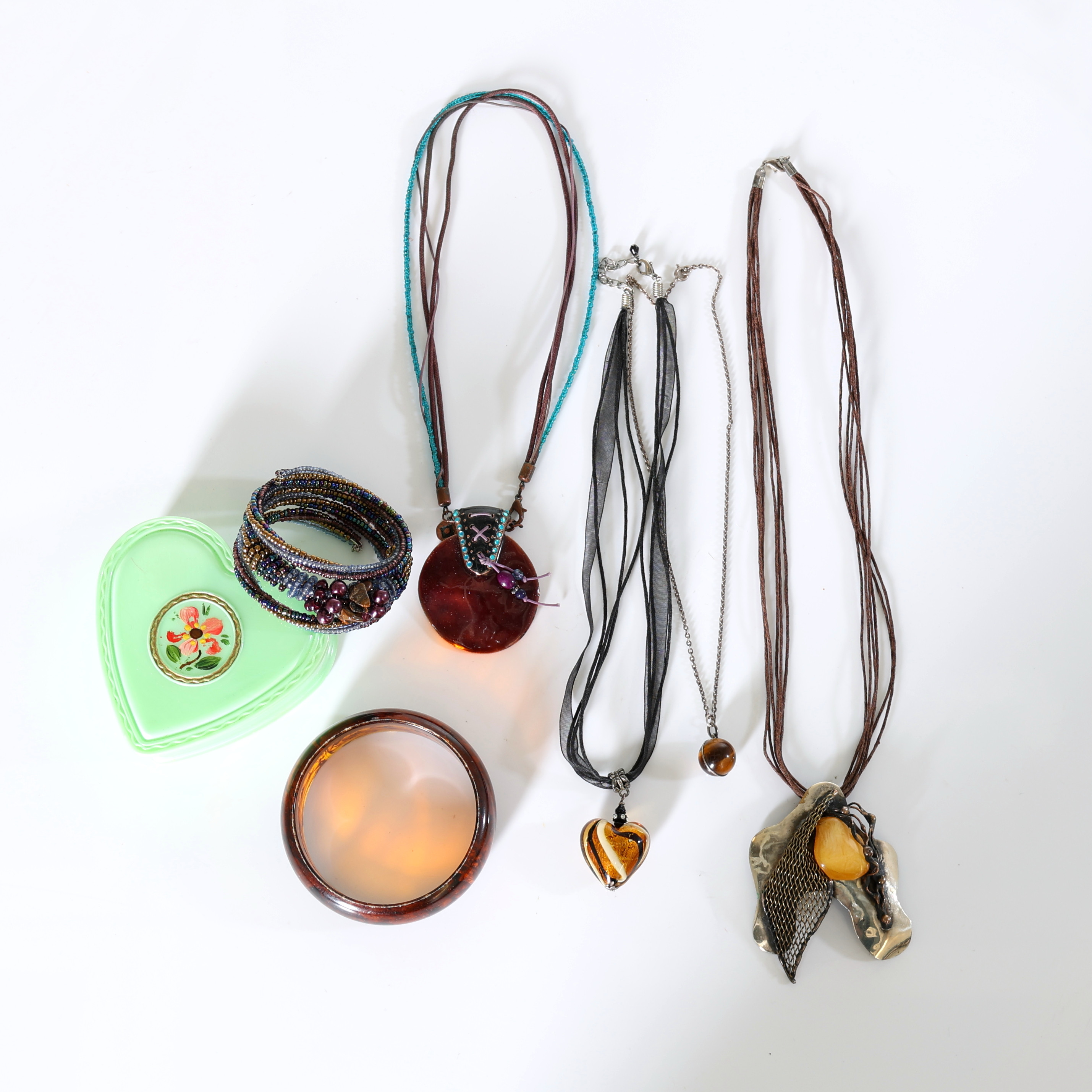 COLLIER & ARMBAND, 6 delar, 1900-tal.