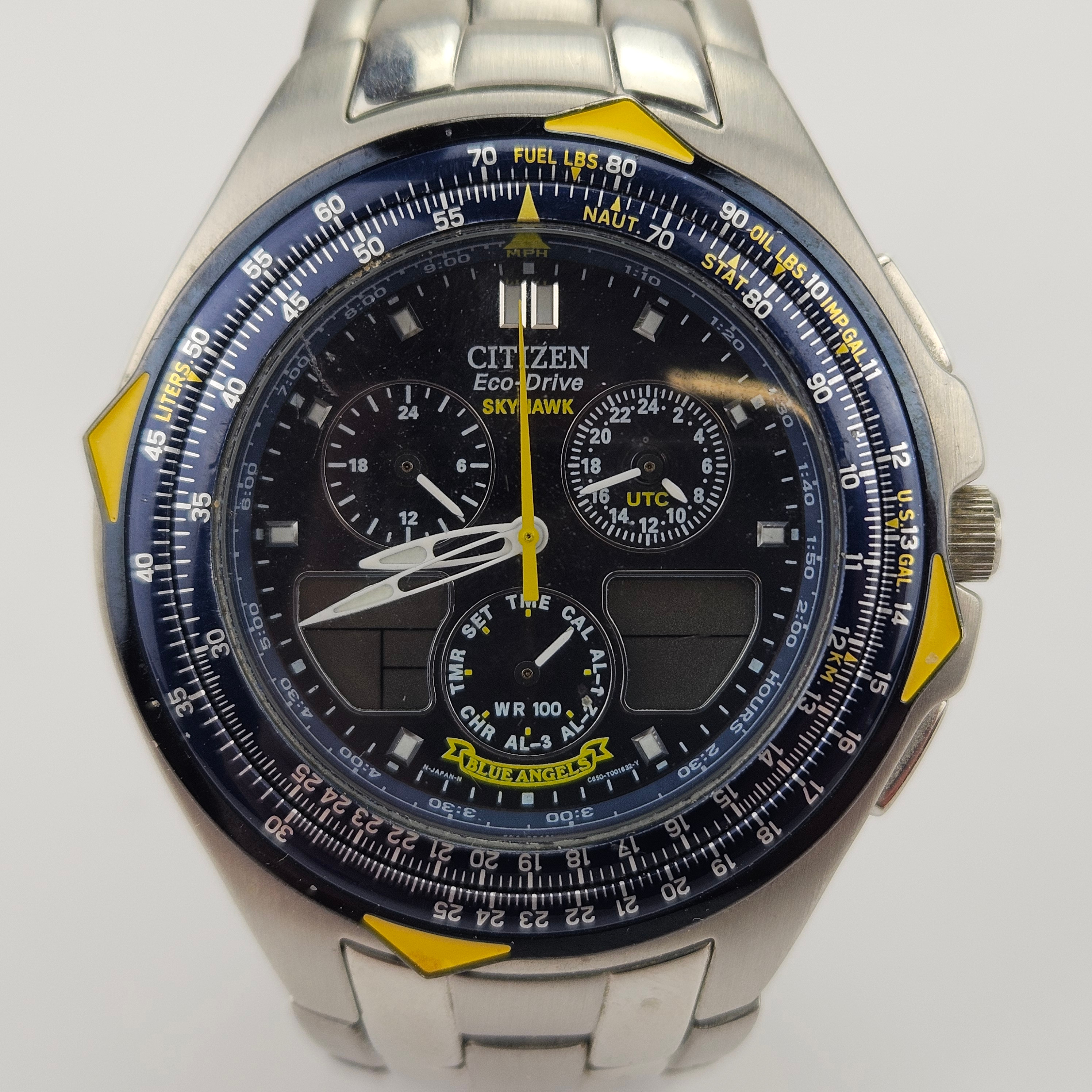 ARMBANDSUR, stål, kronograf, Citizen, Eco-drive, Skyhawk.