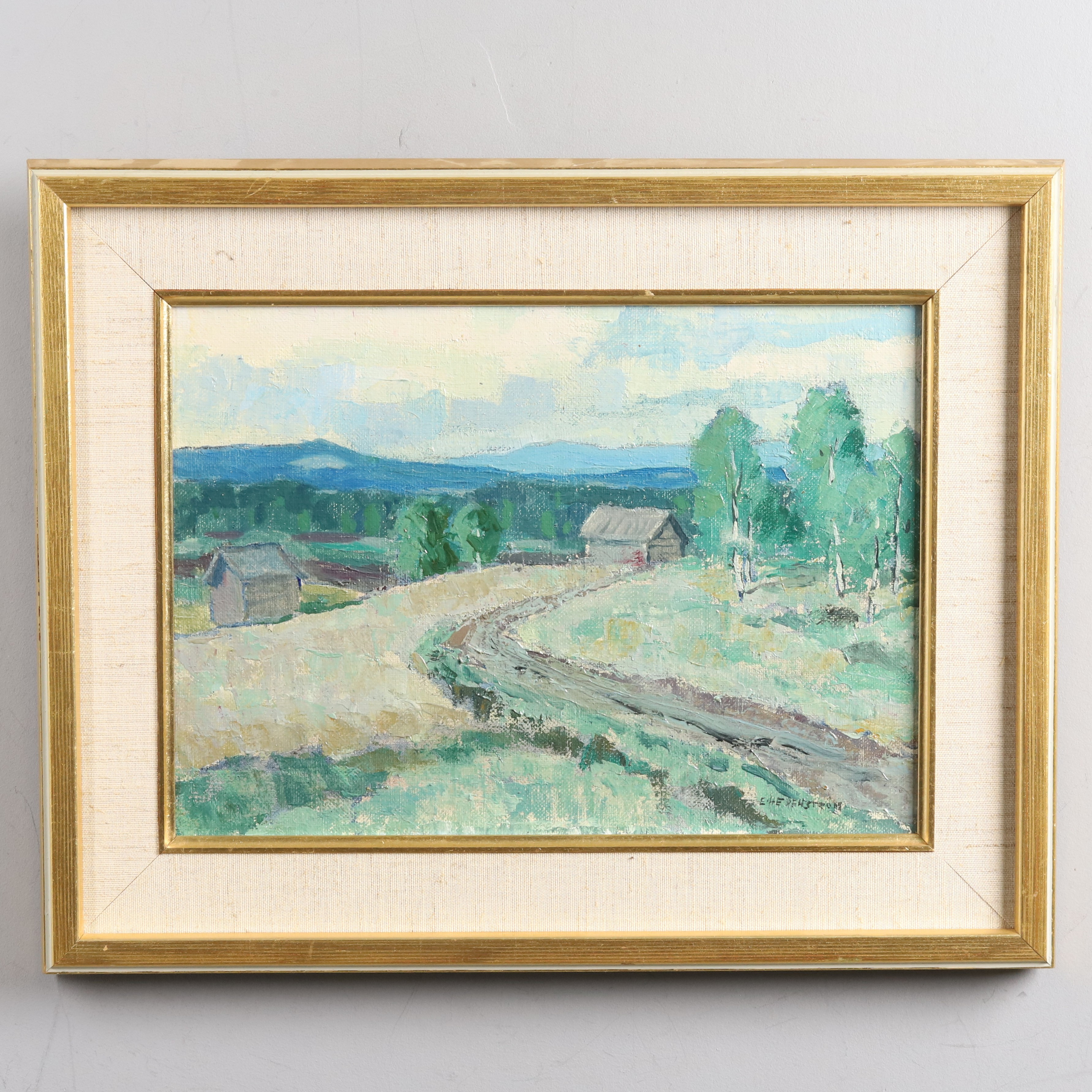 EVALD HEDENSTRÖM. Olja på duk, "Landskapsvy", signerad.