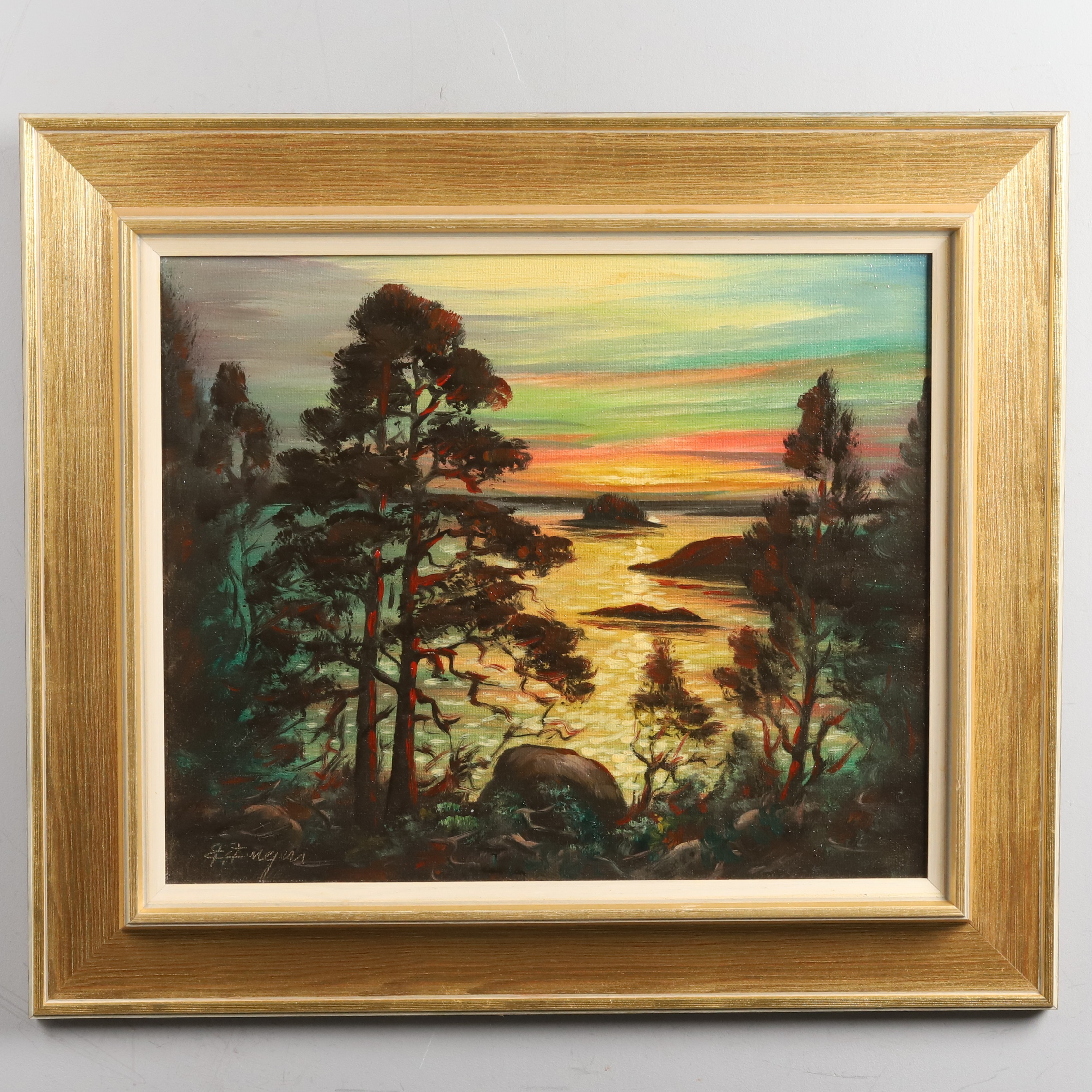 EVERT EUGEN FRANSSON. Olja på duk, "Kvällssol", signerad.