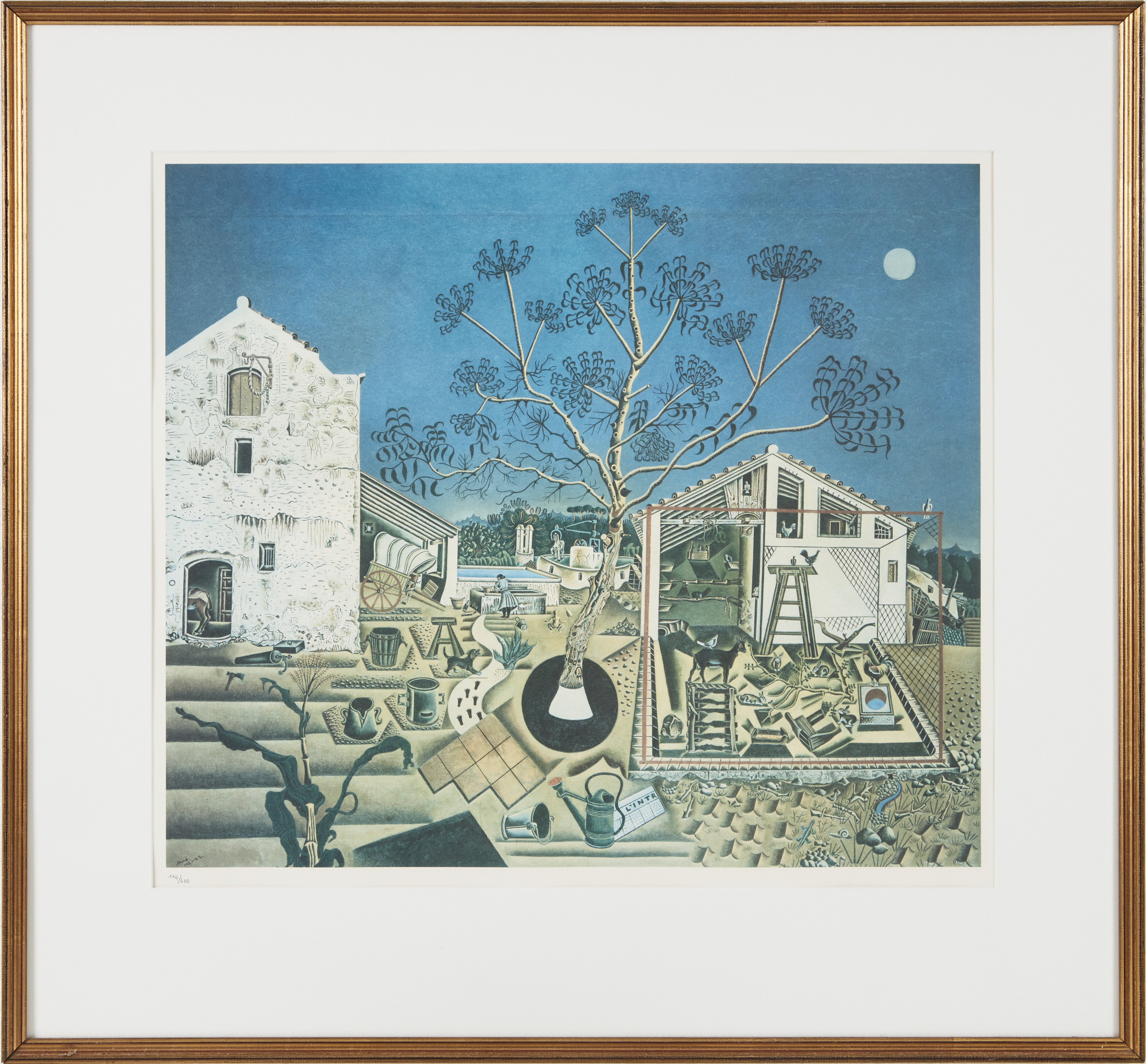 JOAN MIRÓ. Efter, reproduktion / tryck av målningen "Farmen" från 1922, numrerad 114/400.
