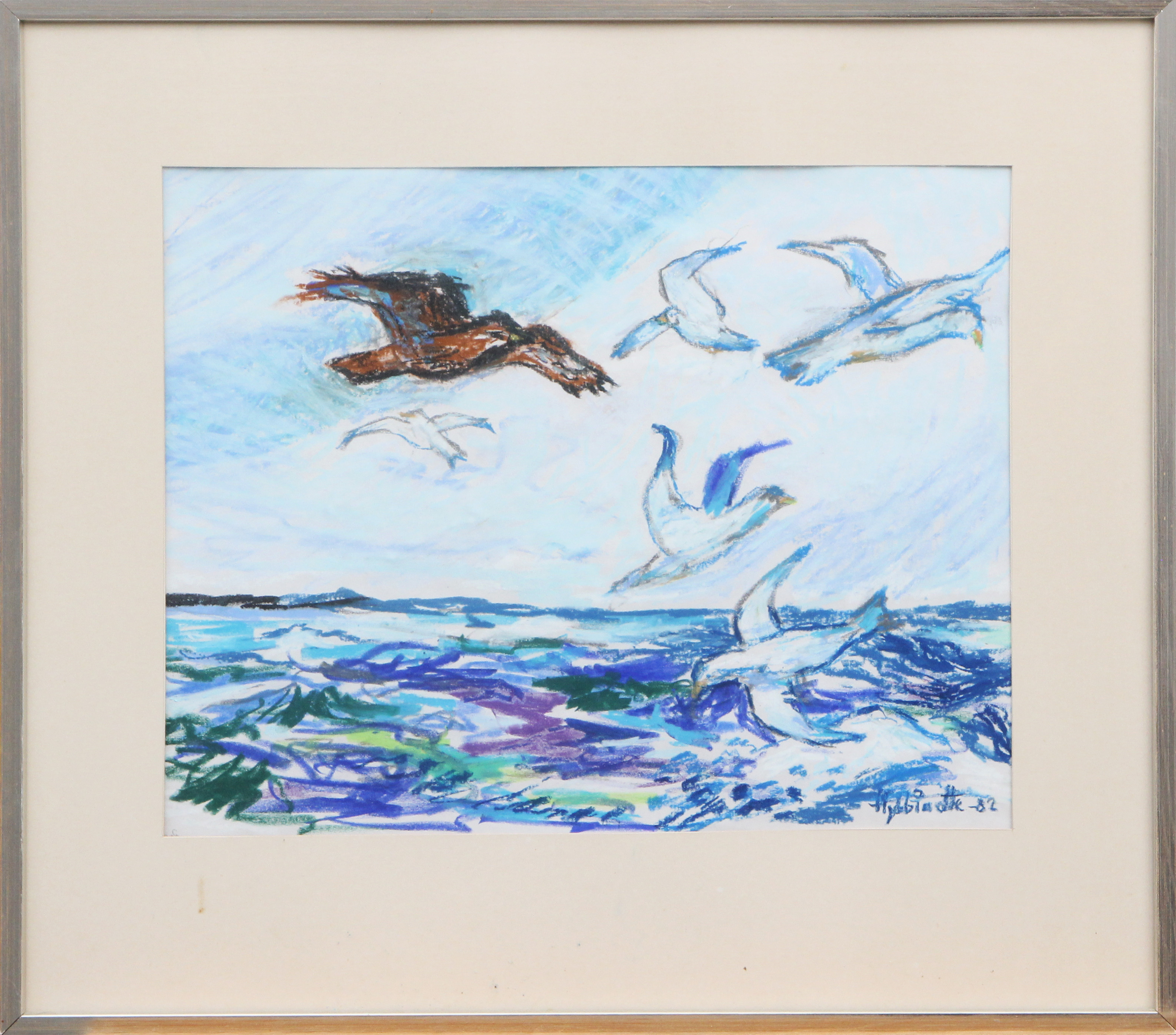EVA HYBBINETTE. KRITA, på papper, signerad, 1982.