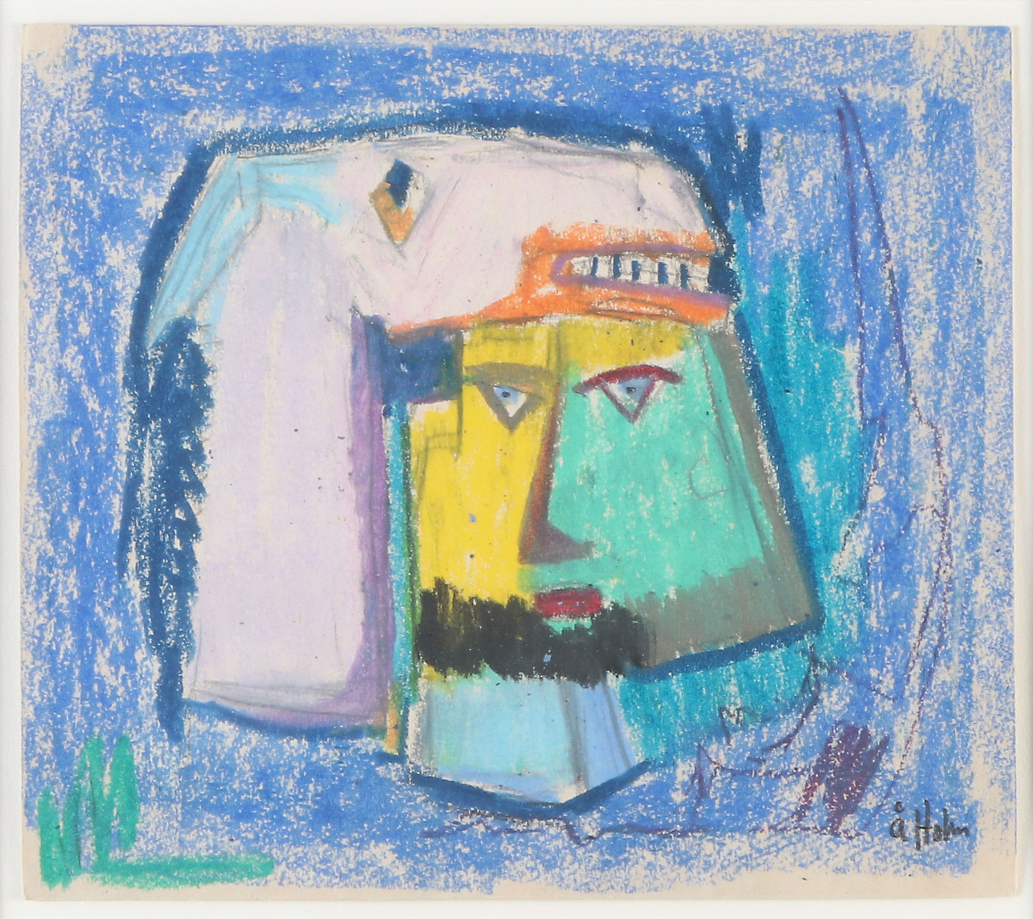 ÅKE HOLM. Pastel. "Bileam och åsnan". Signerad.