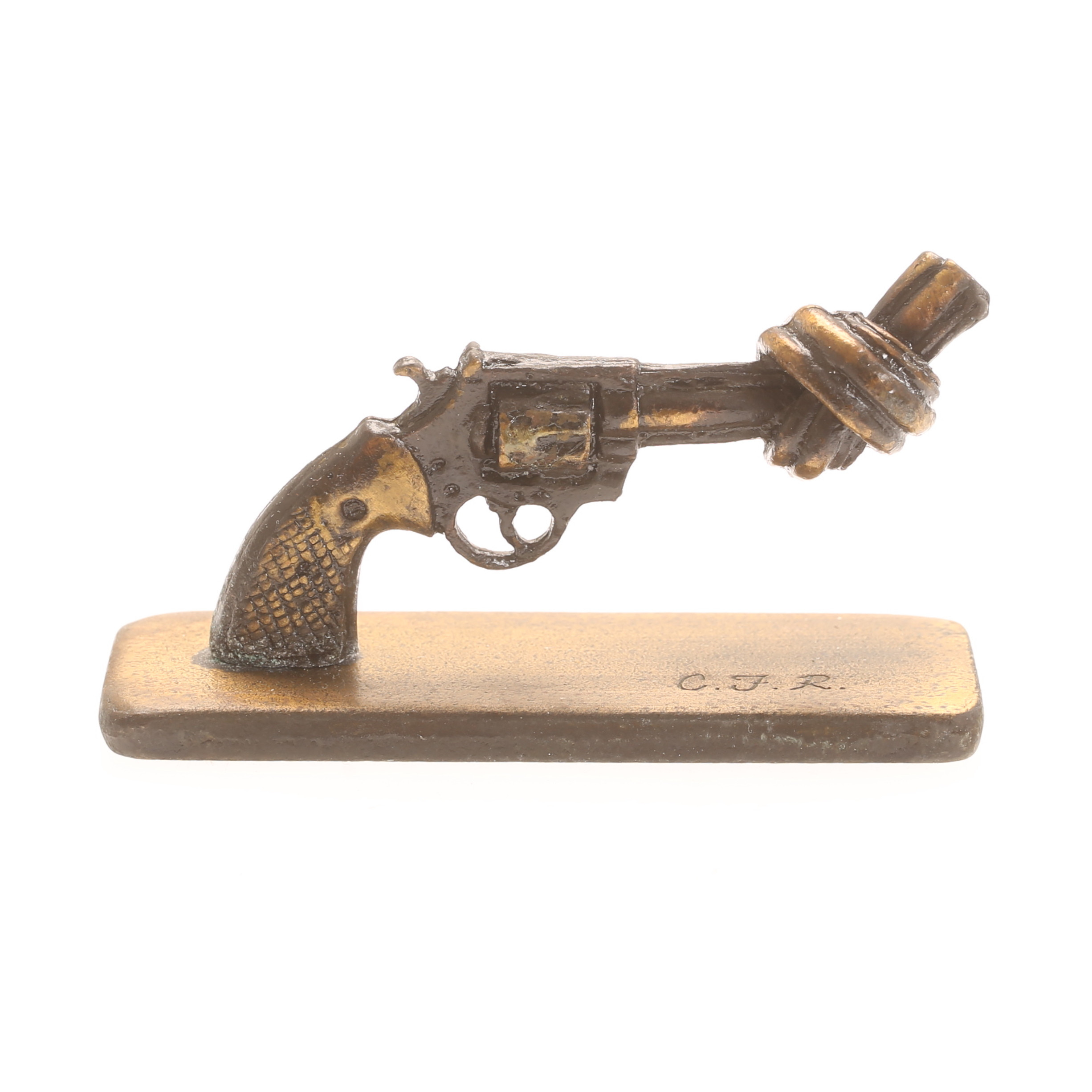 CARL FREDRIK REUTERSWÄRD. Skulptur, brons, "Non Violence" , signerad.