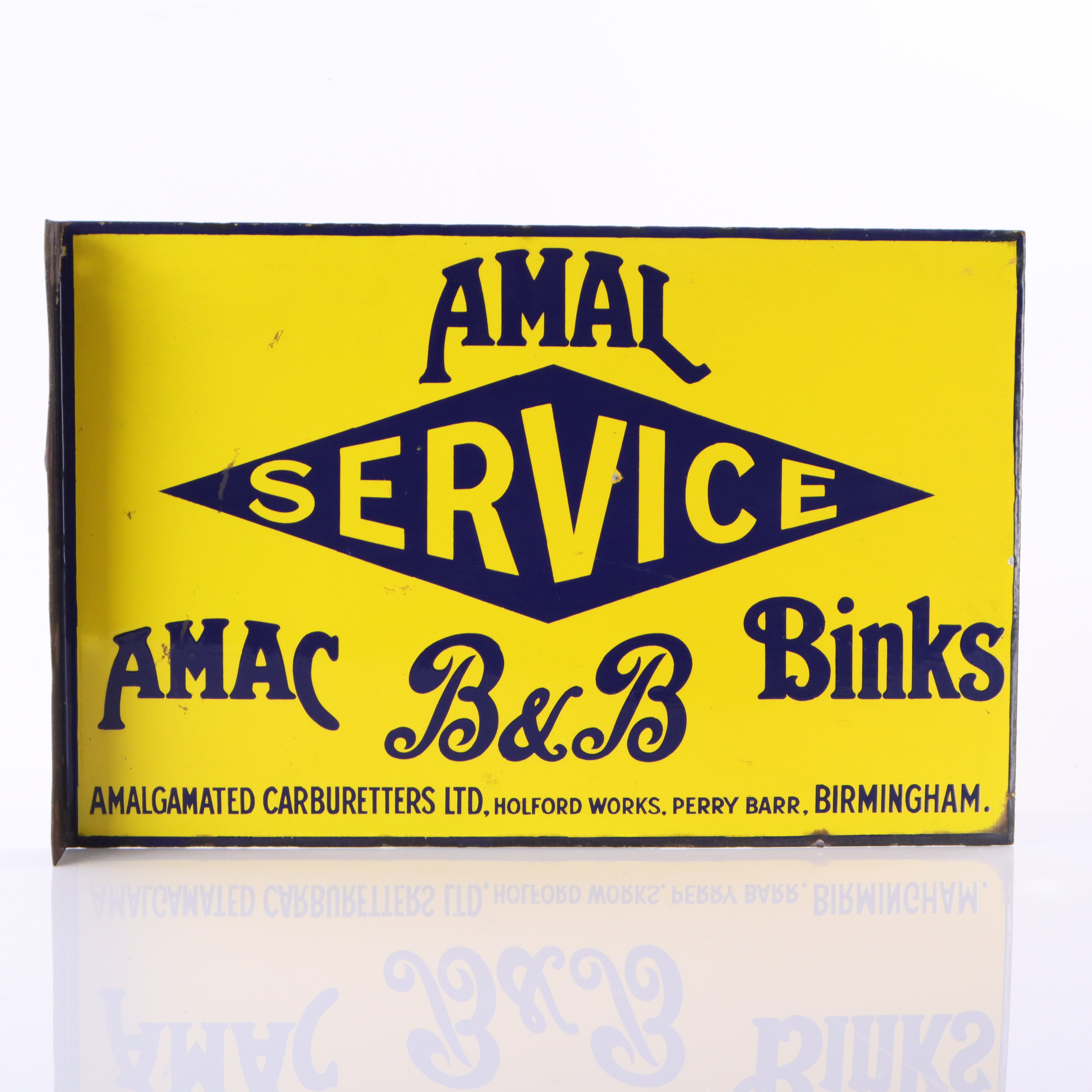 AMA, AMAC, BINKS, B&B - SERVICE, emaljskylt, 1900-talets fösrta hälft.