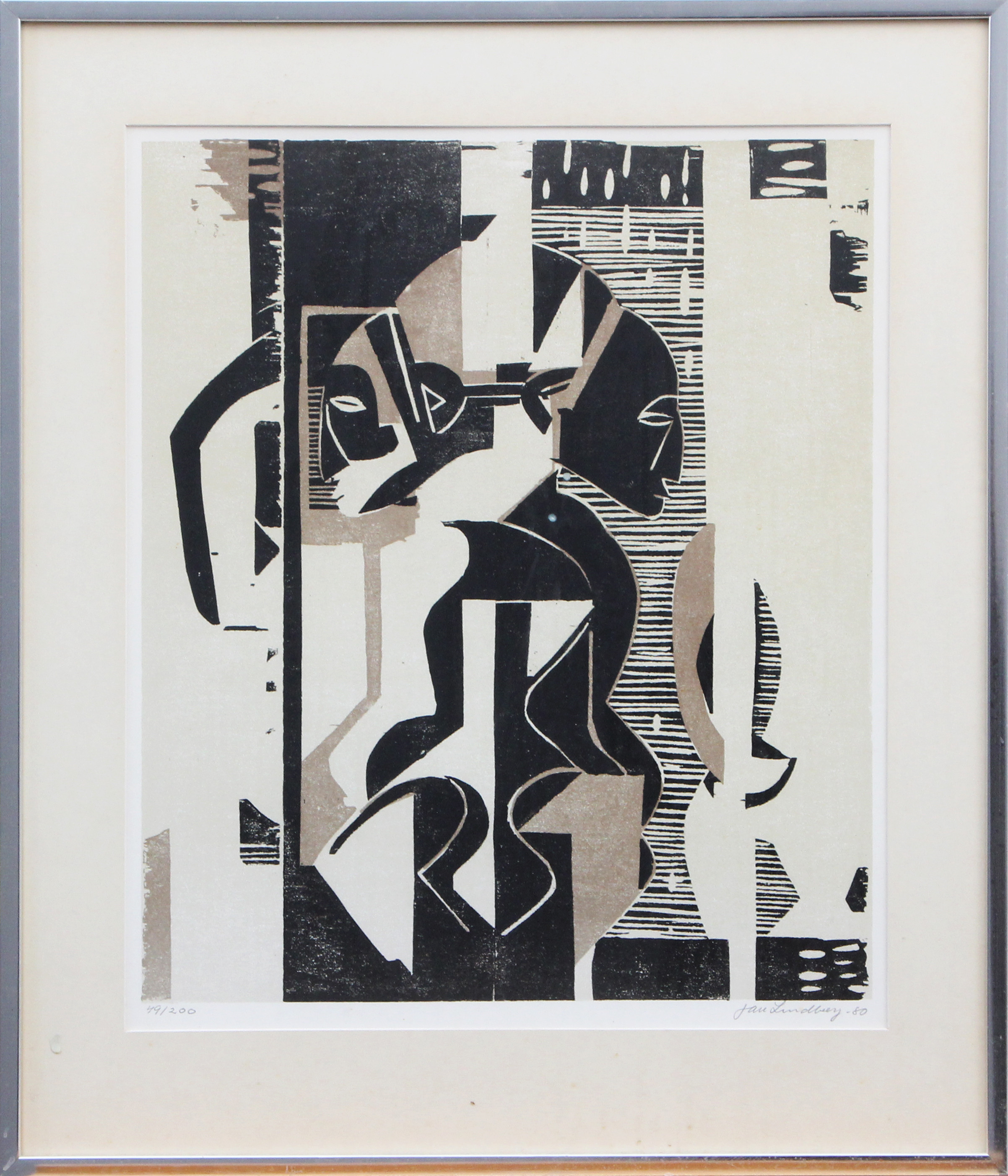 JAN LINDBERG. GRAFISKT BLAD, signerat, 1980.