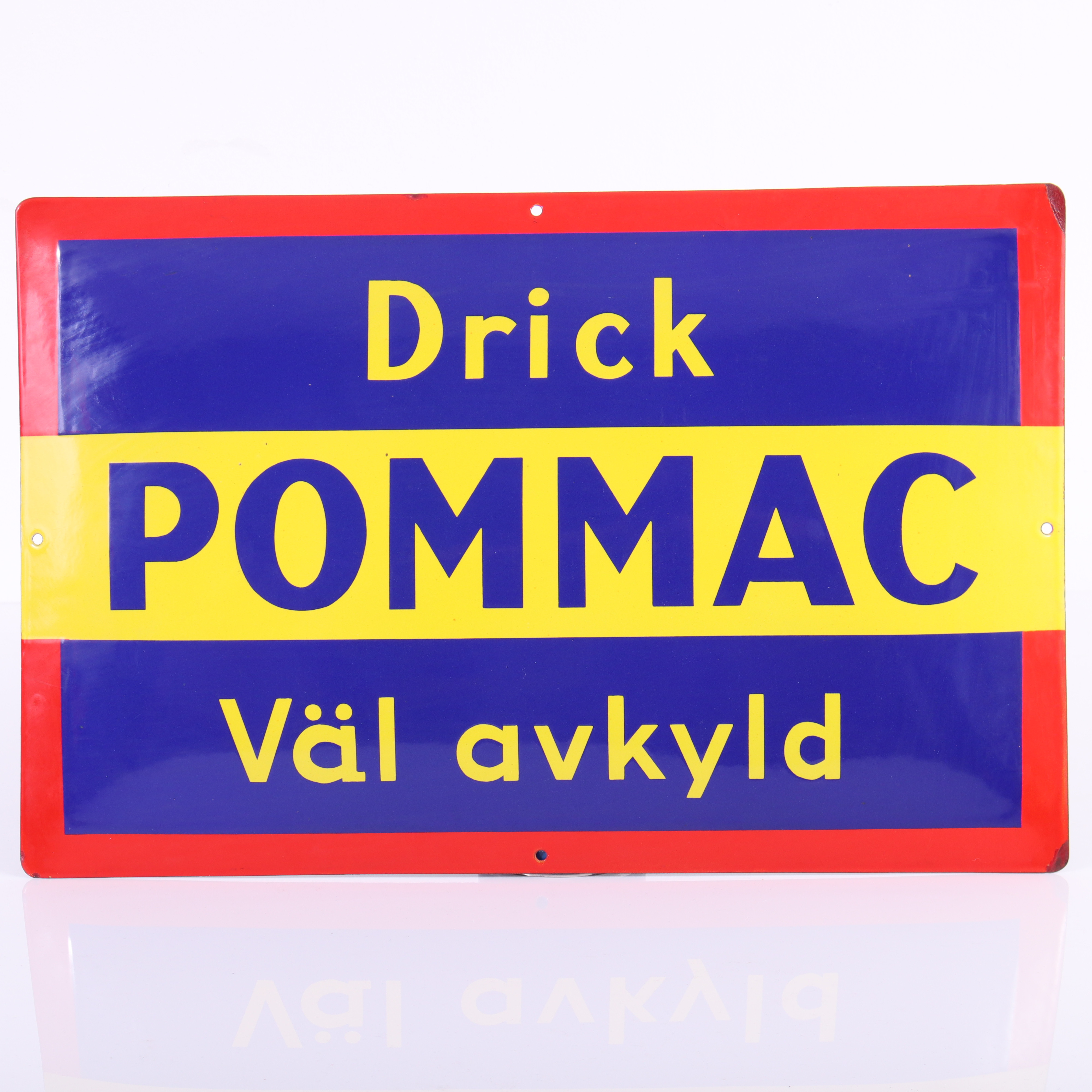 POMMAC, emaljskylt, 1930/40-tal.
