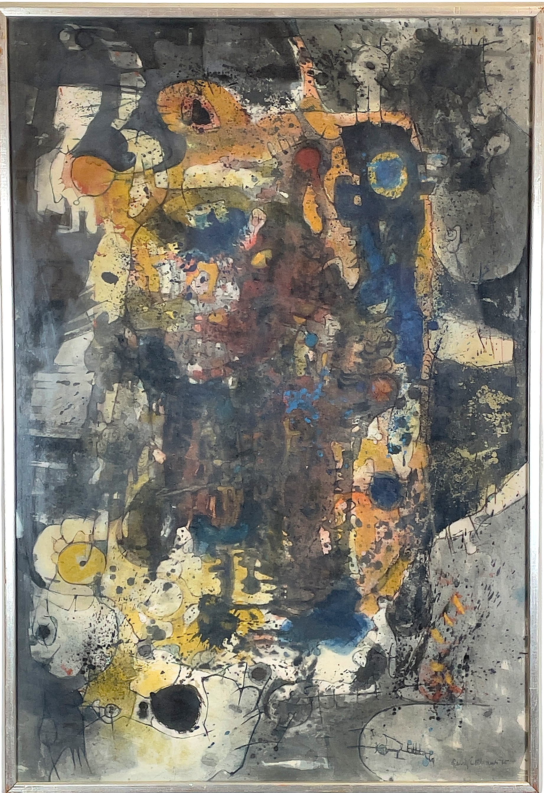 GERRY ECKHARDT (1902-1984). Blandteknik på papper, komposition, signerad & daterad -65.