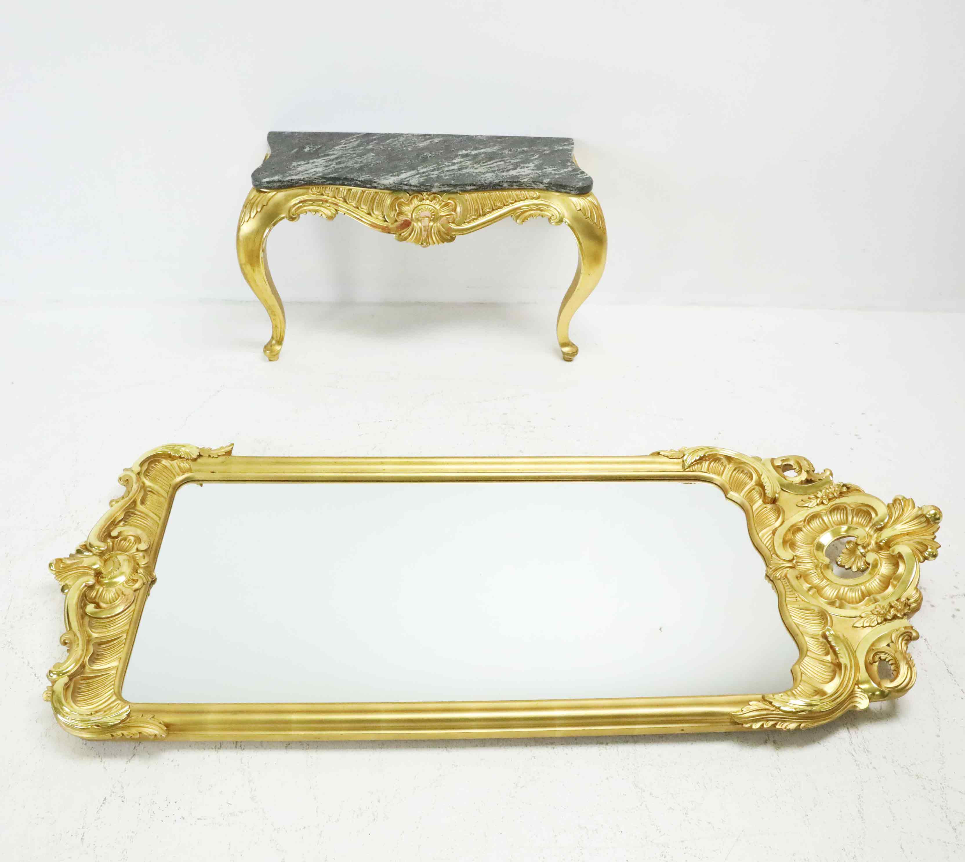 SPEGEL & KONSOLBORD, marmor, förgylld, 1900-tal.