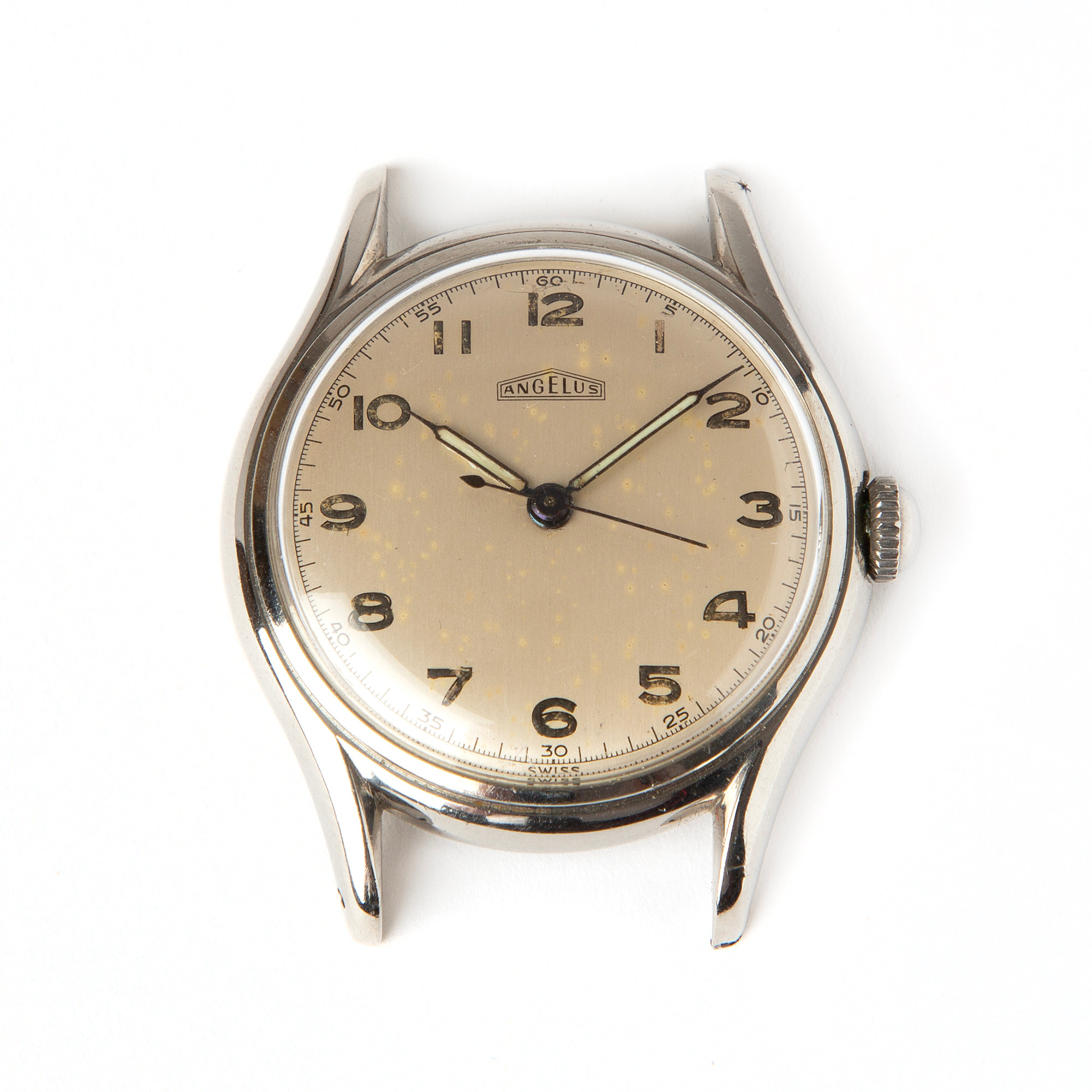 ANGELUS, armbandsur, 34 mm, stål, 1950-tal.