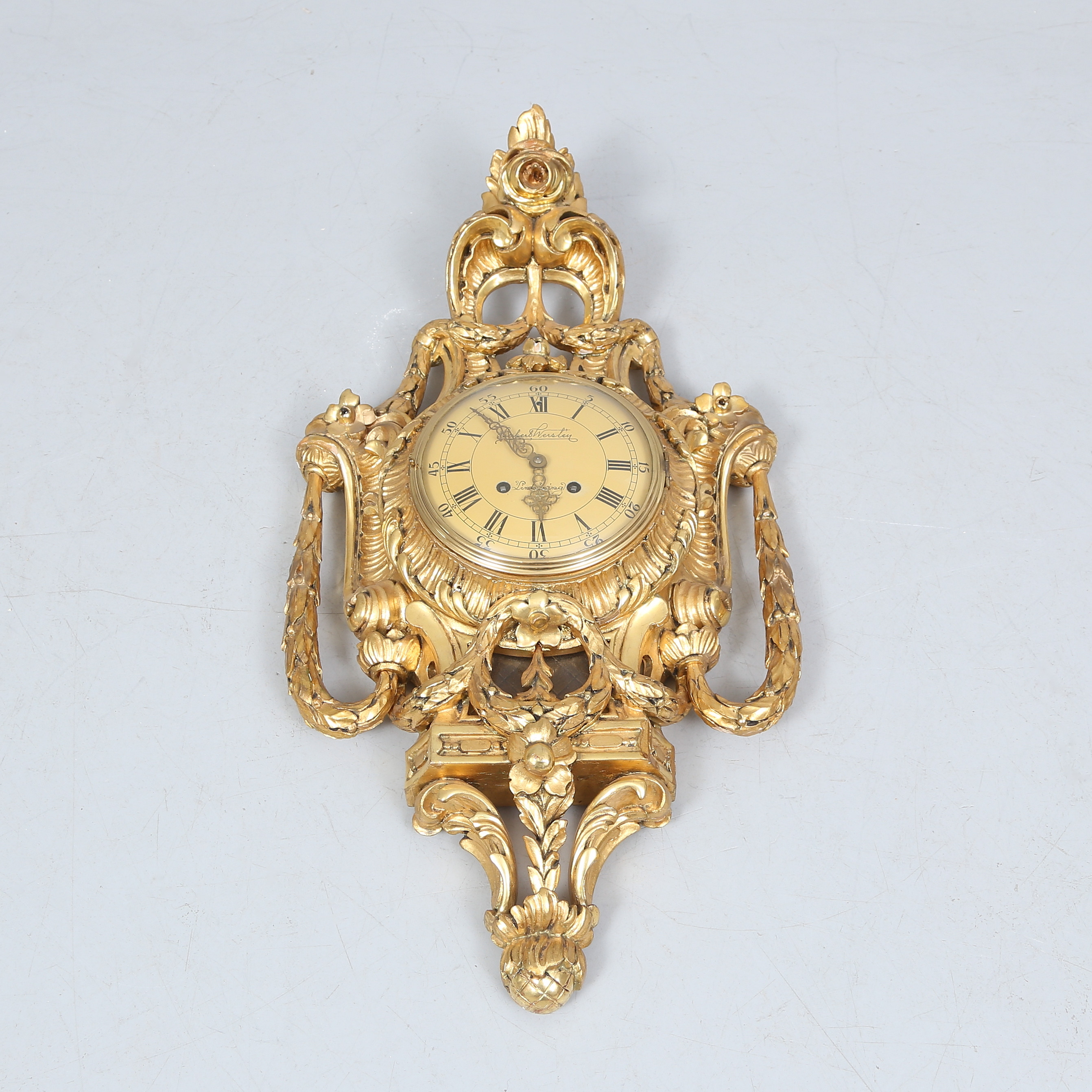 VÄGGPENDYL, förgylld, gustaviansk stil, 1900-tal.