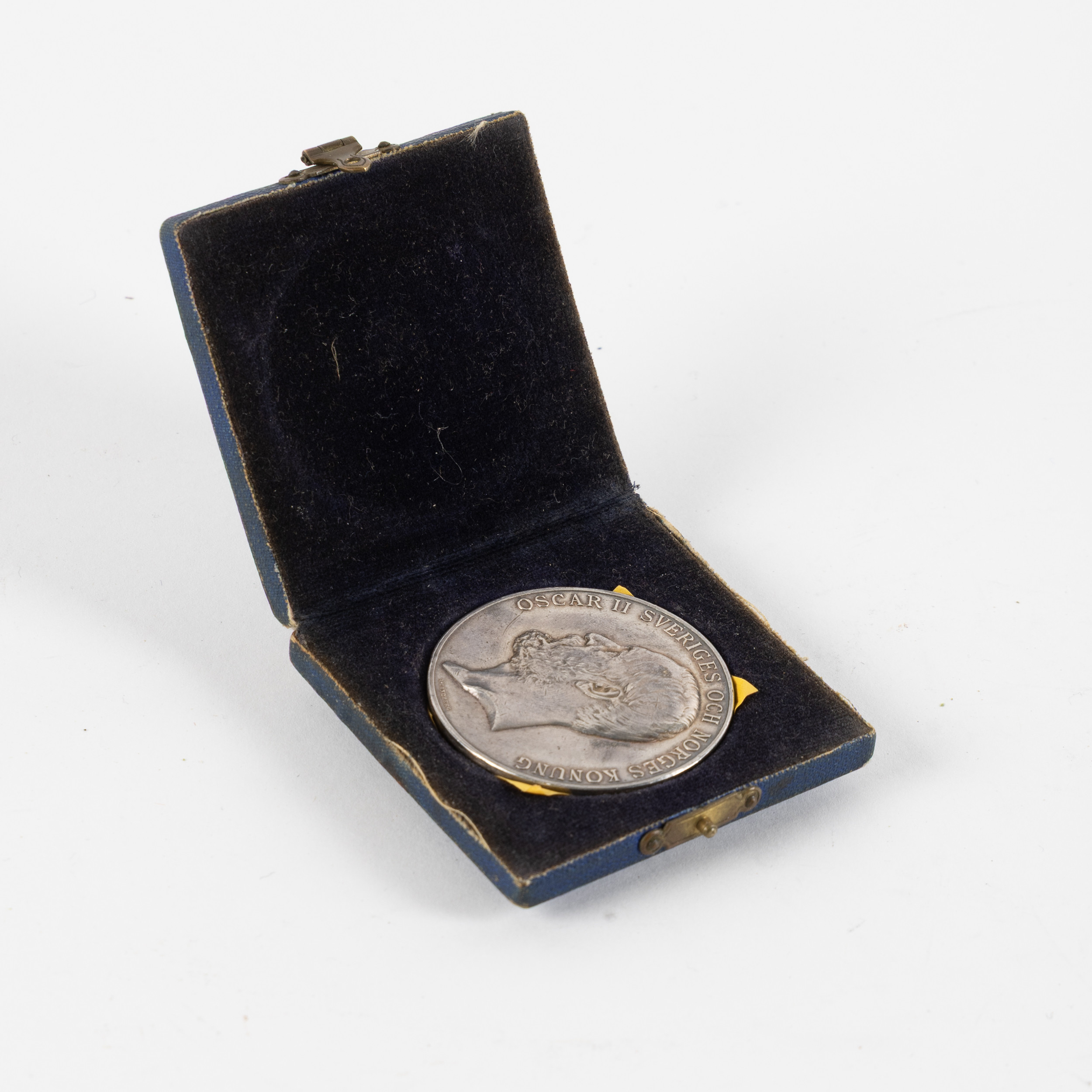 MINNESMYNT, silver, "18de Allm. Svenska Landtbruksmötet i Malmö 1896", Oscar II, originalask.