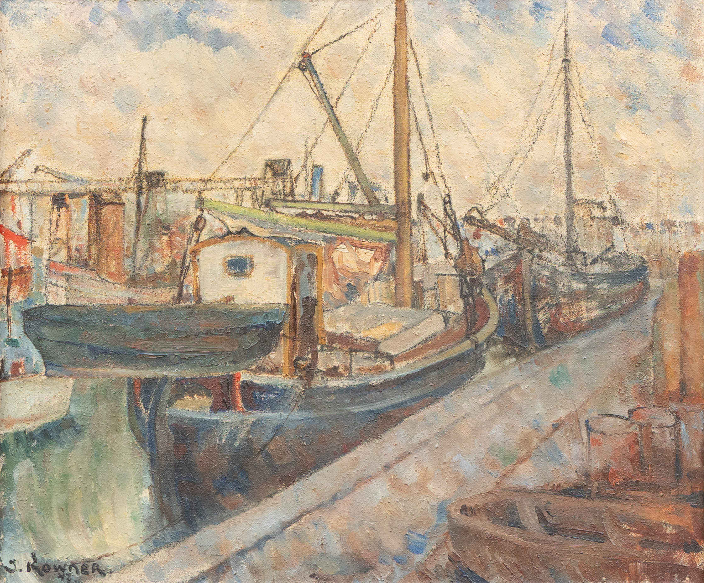 JOSEF KOWNER (UKRAINA/SVERIGE, 1895- 1967). Hamnmotiv, olja på duk, signerad och daterad -47.