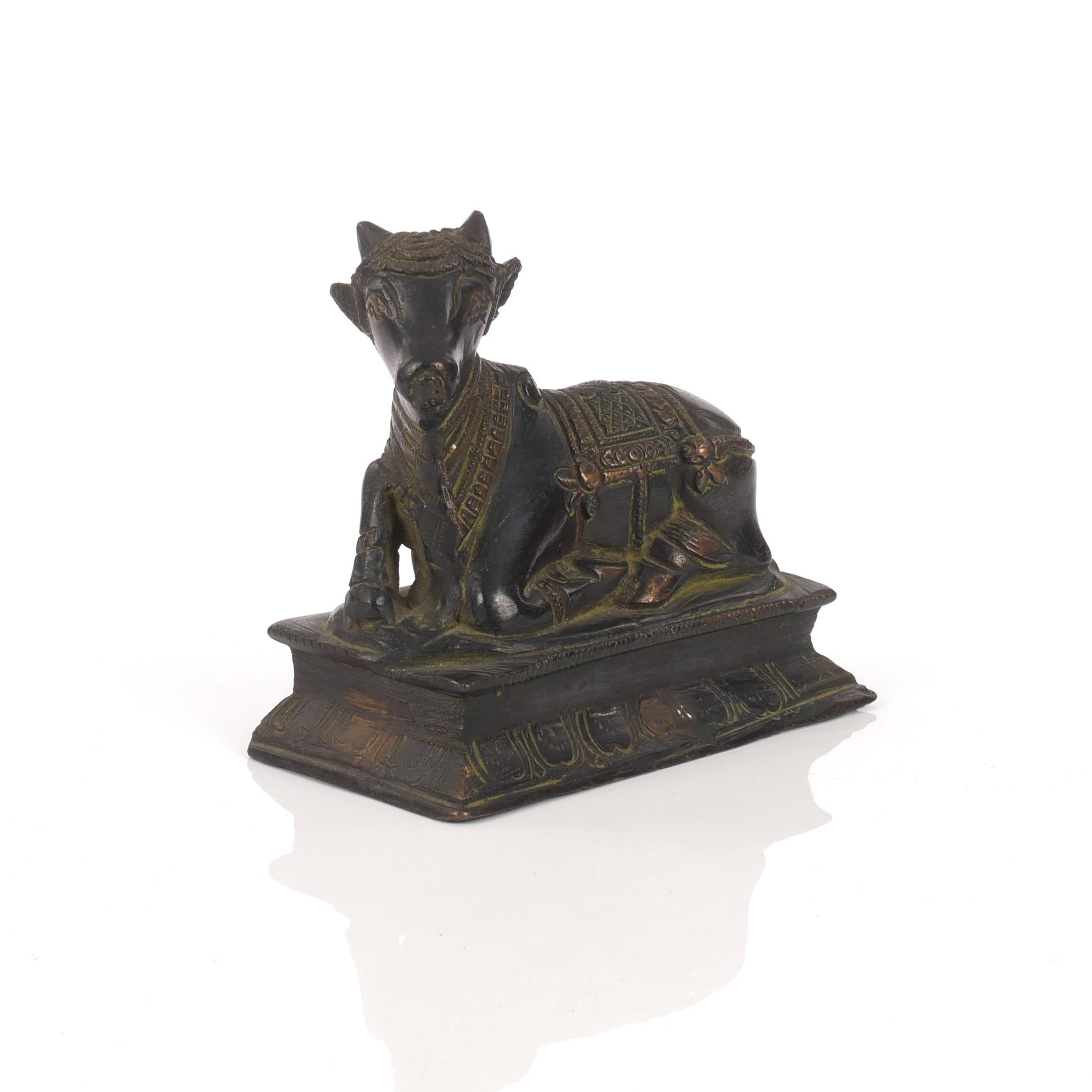 SKULPTUR, Nandi, patinerad mässing/brons, Indien.