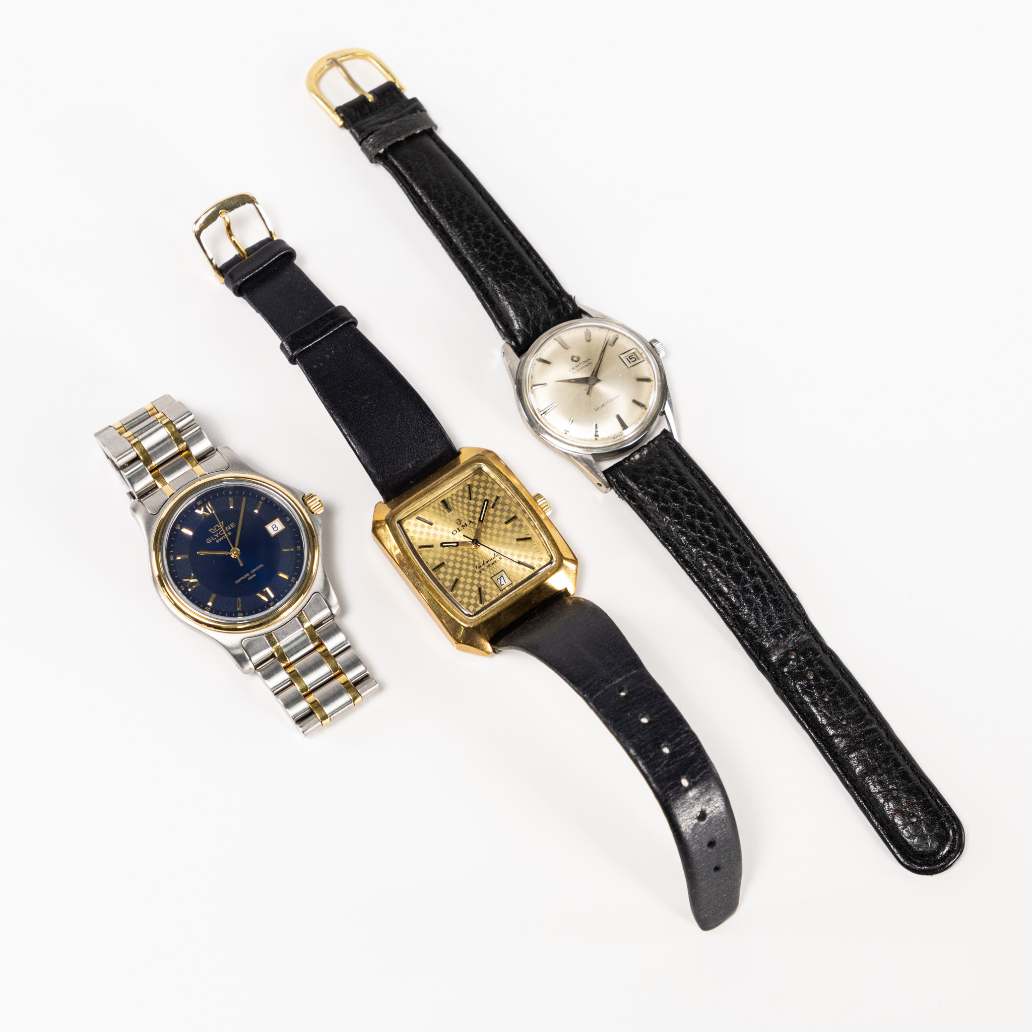 ARMBANDSUR. 3 st, Glycine, Certina, Olma.