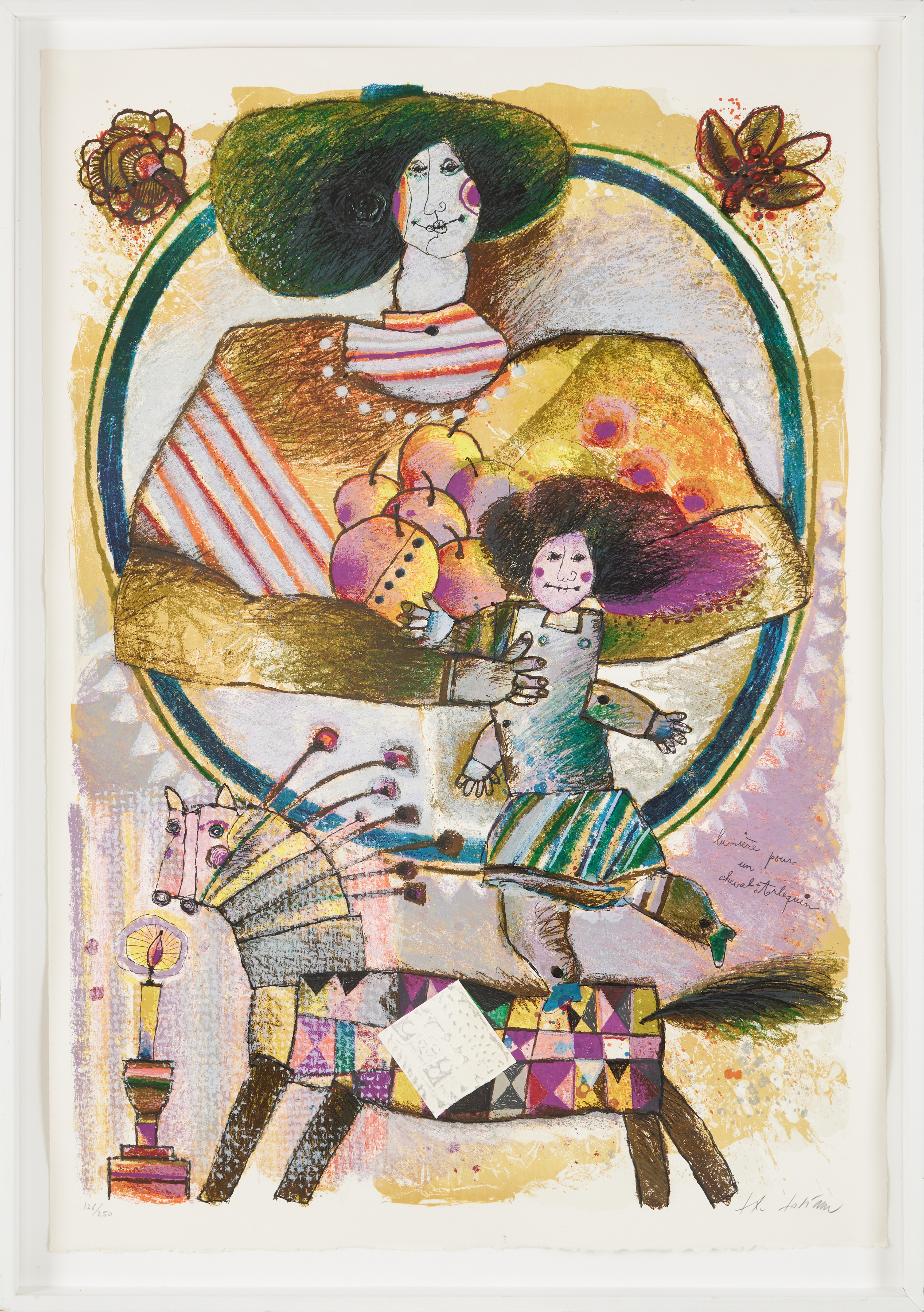 THEO TOBIASSE. "Lumiére pour un cheval Arlequin", färglitografi, signerad och numrerad 126/250.
