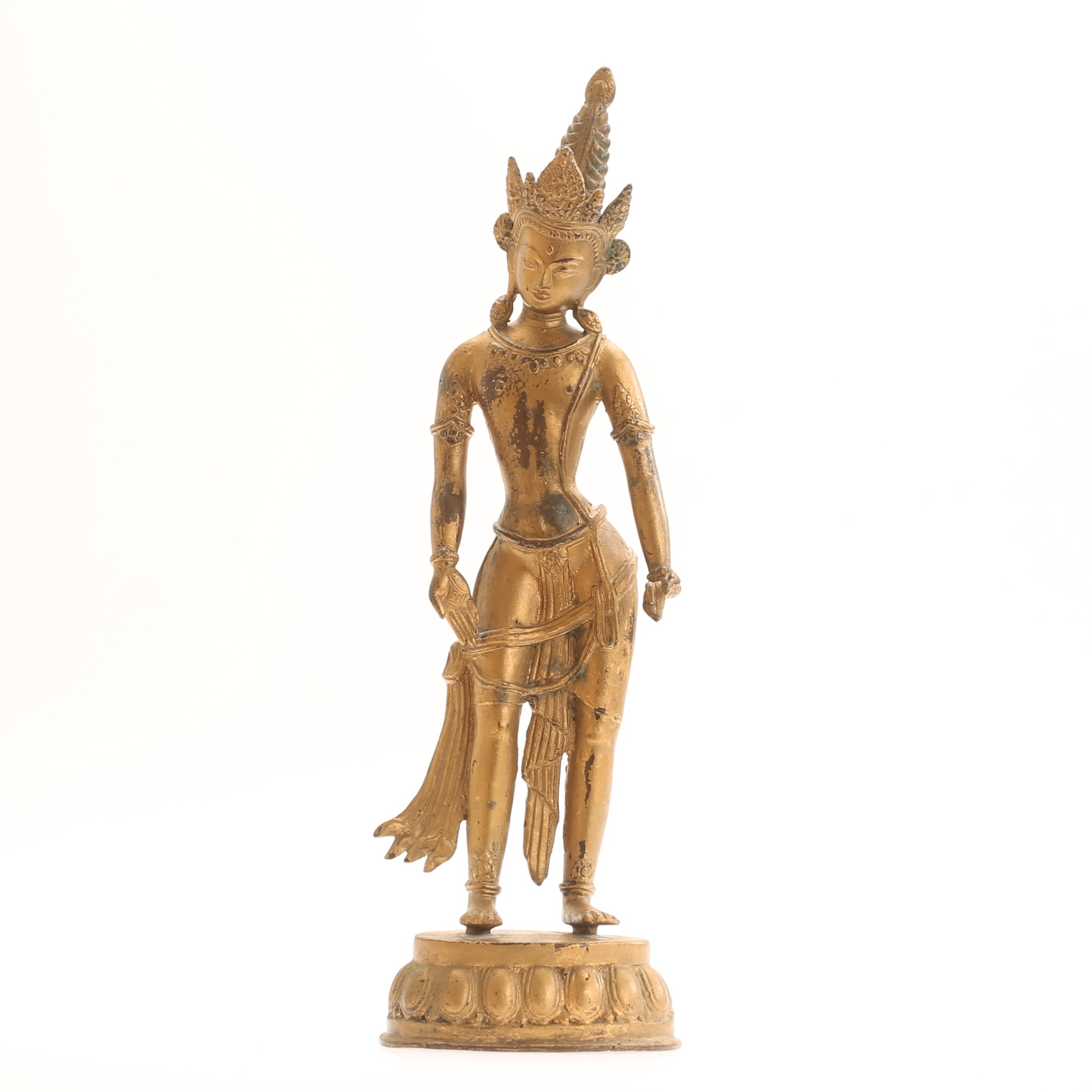 SKULPTUR, Bodhisattva, "Manjushiri", brons, troligen Tibet eller Nepal.