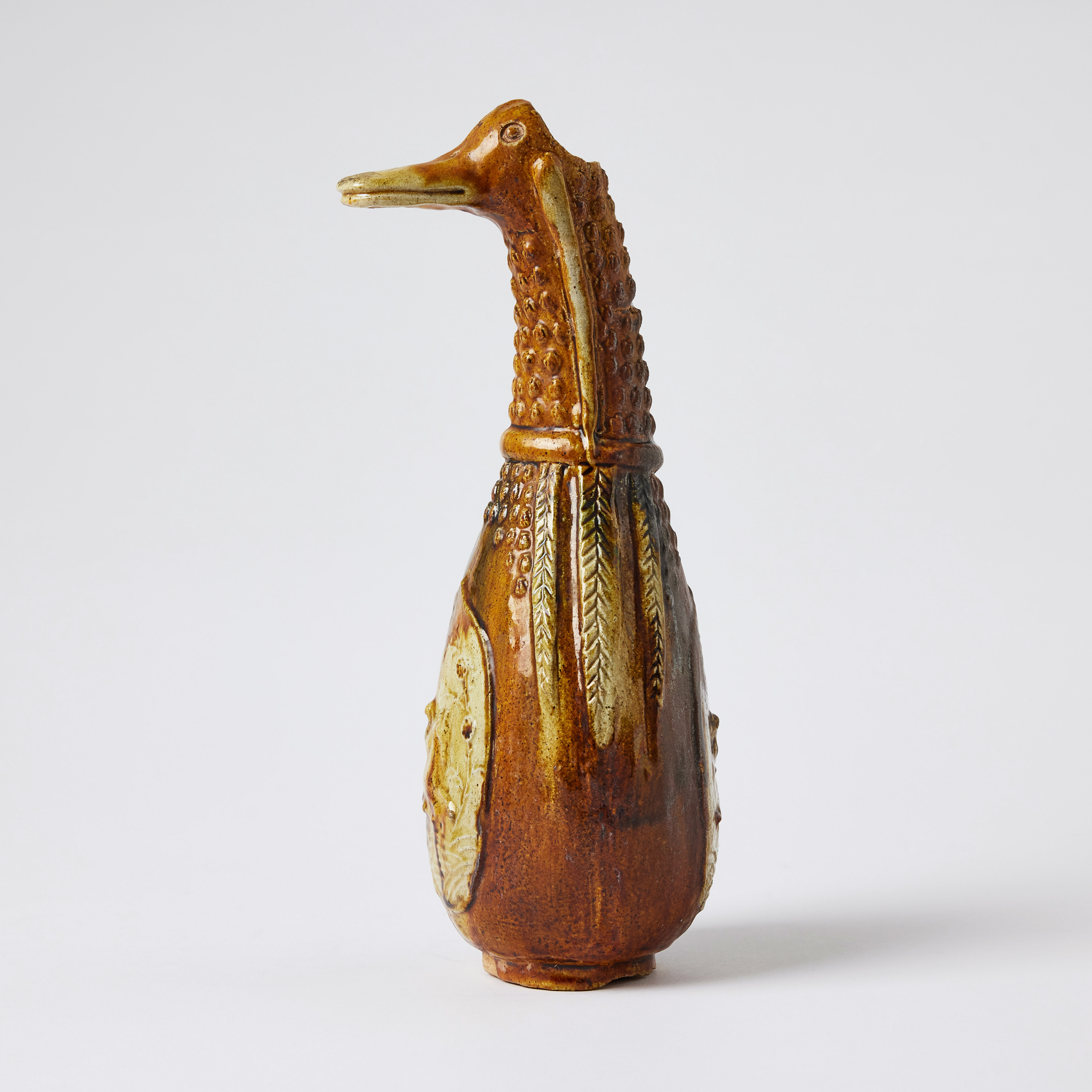 A Chinese Sancai-Glazed Pottery 'Duck-Head' Bottle.