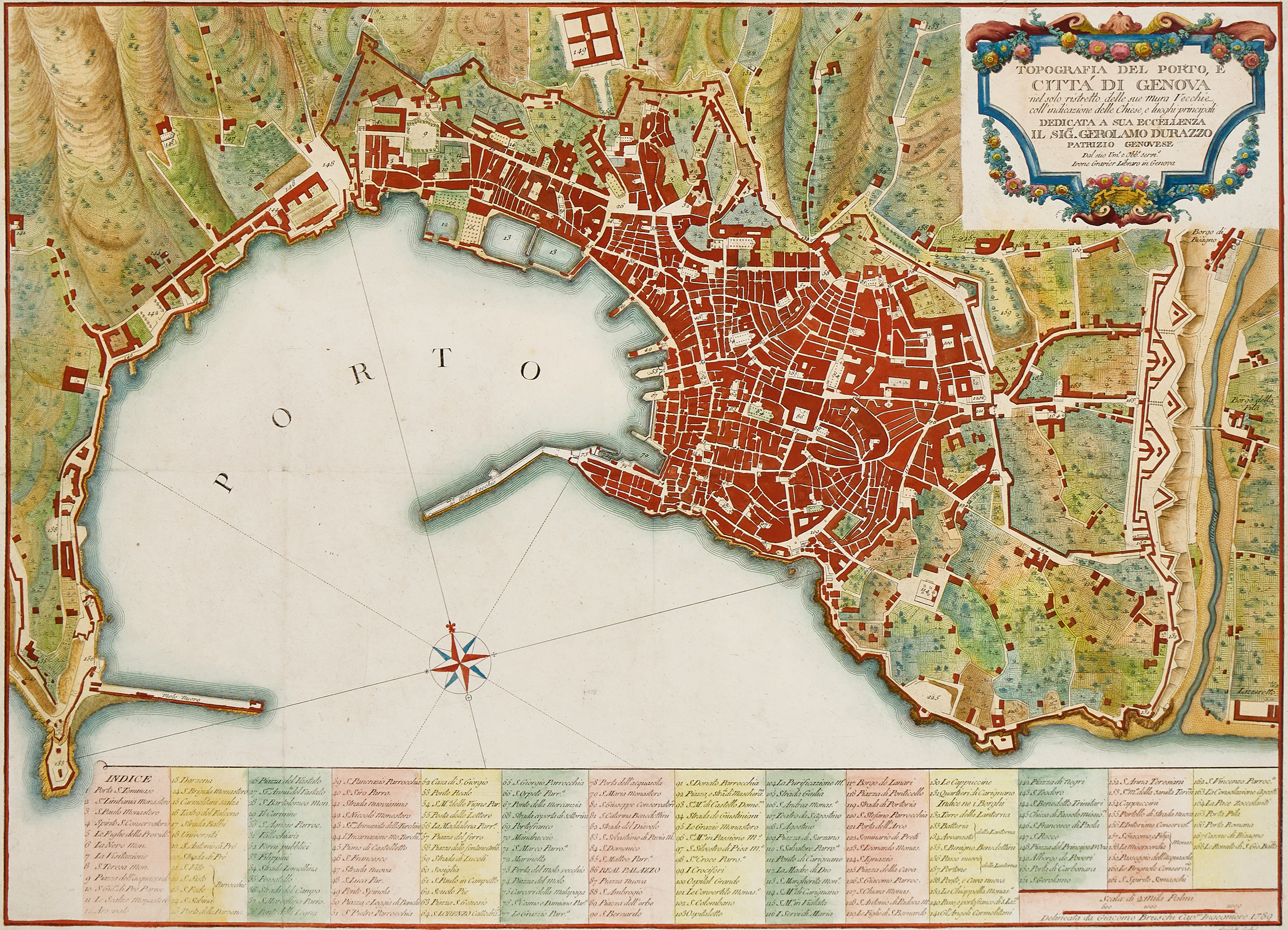 BRUSCHI/GRAVIER, Topografia del Porto e Citta di Genova, 1789.