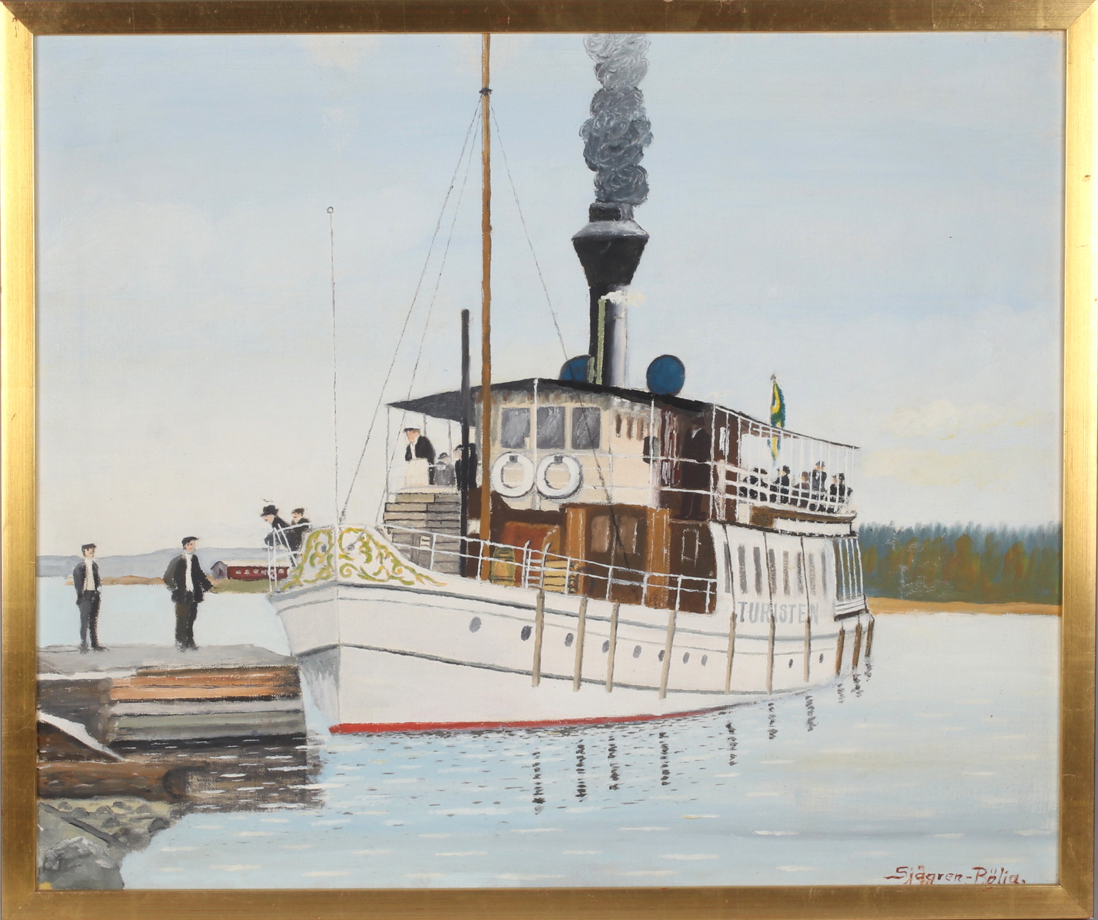 JOHAN SJÖGREN "BÖLJA". Passagerarbåten Turisten, olja på duk, signerad.