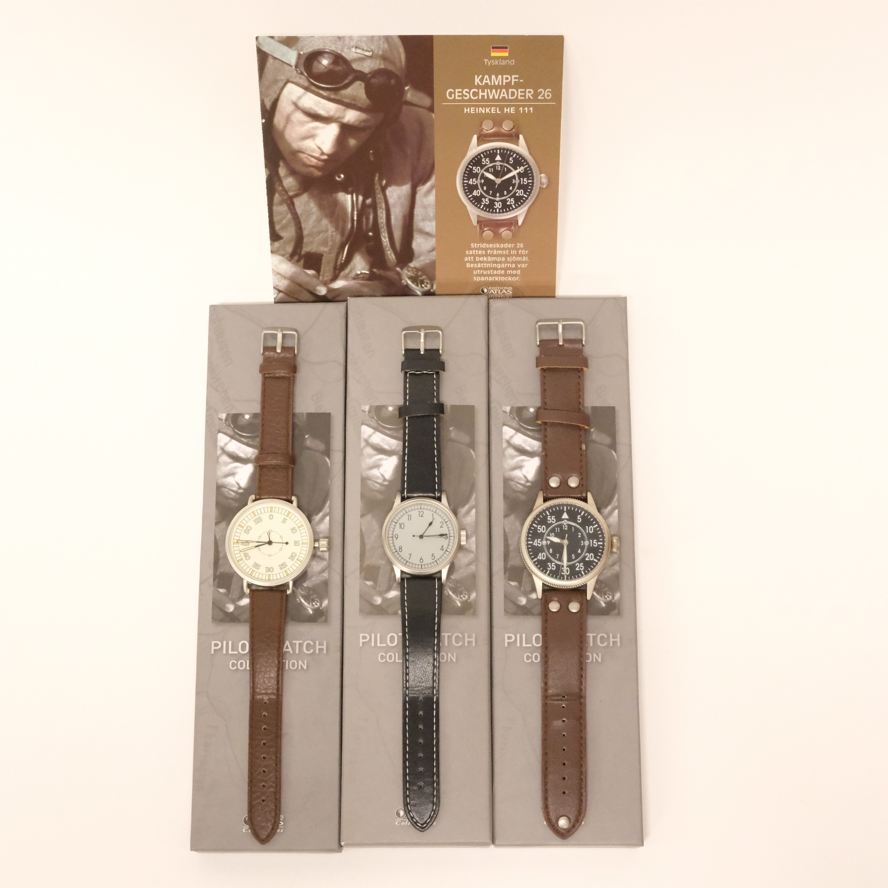 ARMBANDSUR, TRE STYCKEN, PILOT WATCH COLLECTION, ATLAS EDITIONS.