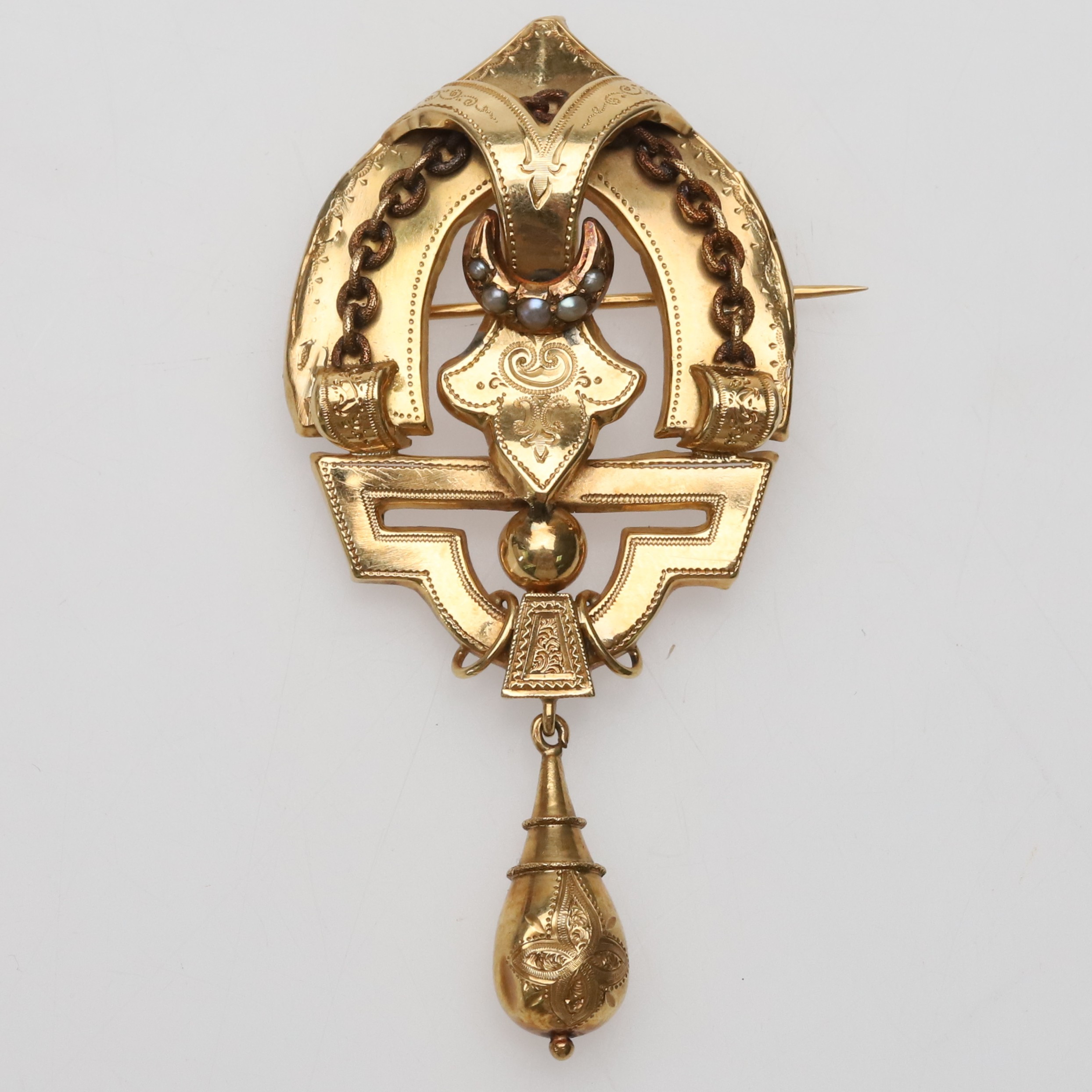Antik brosch, 18K guld, Gustav Dahlgren, Malmö, 1869, 9,27 gram.