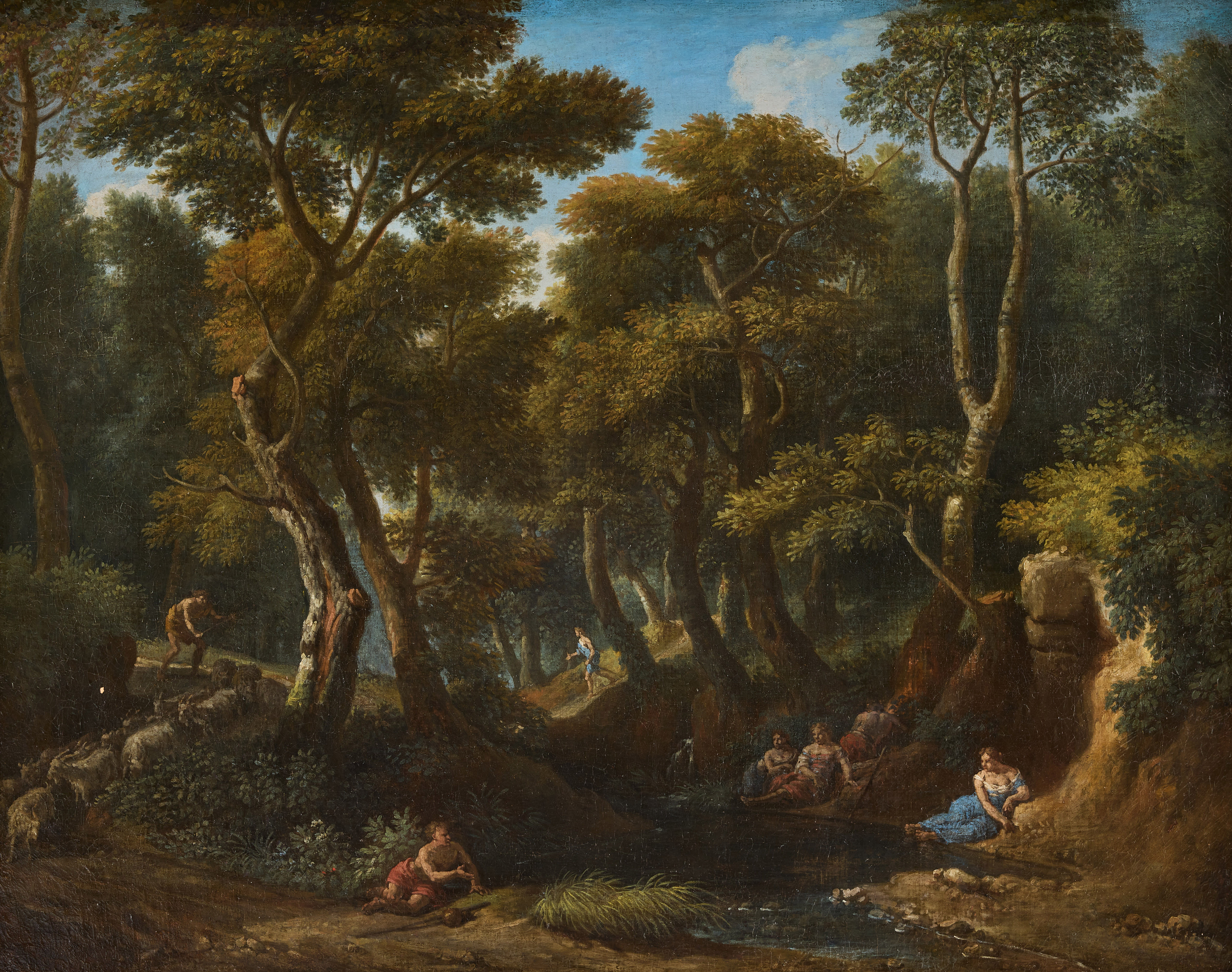 JAN FRANS VAN BLOEMEN (ANTWERP 1662-1749 ROME). Attributed to. Arcadian landscape with resting figures.