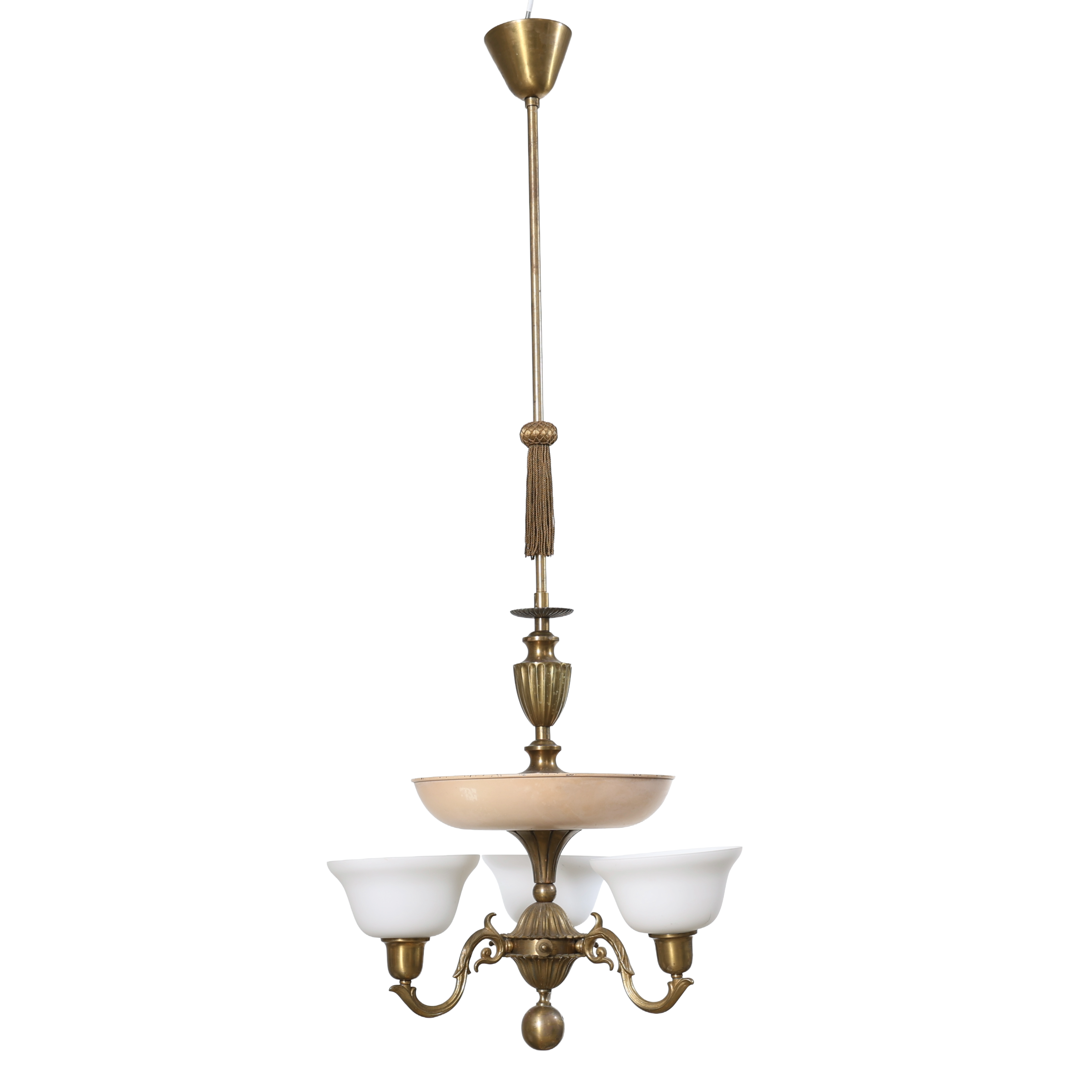 TAKLAMPA, mässing & lackerad metall, uplighter & downlighter, Arvid Böhlmarks Lampfabrik, 1920/30-tal.
