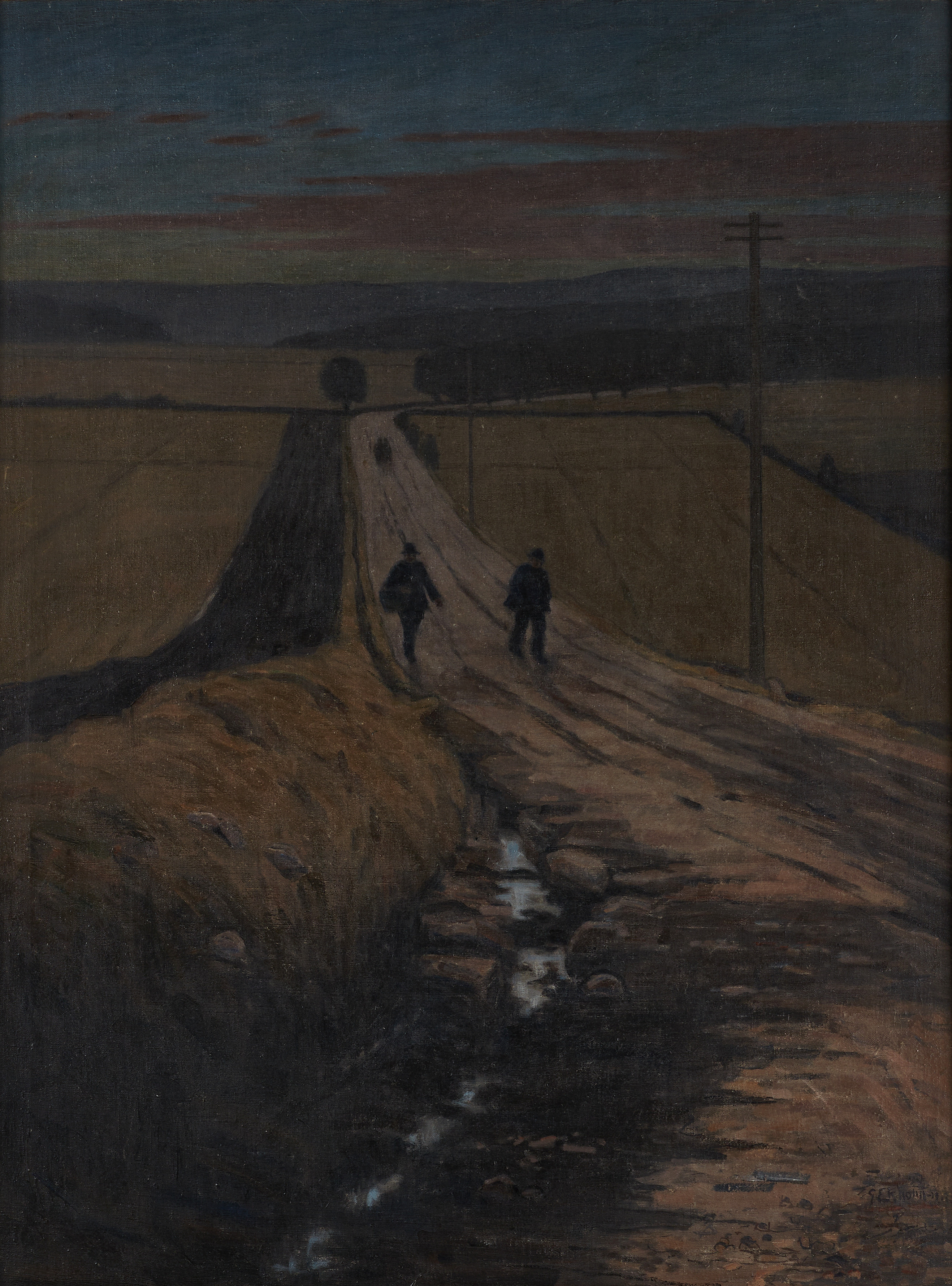GIDEON EKHOLM (1886-1952). Promenad i skymning, signerad och daterad -19, olja på duk.