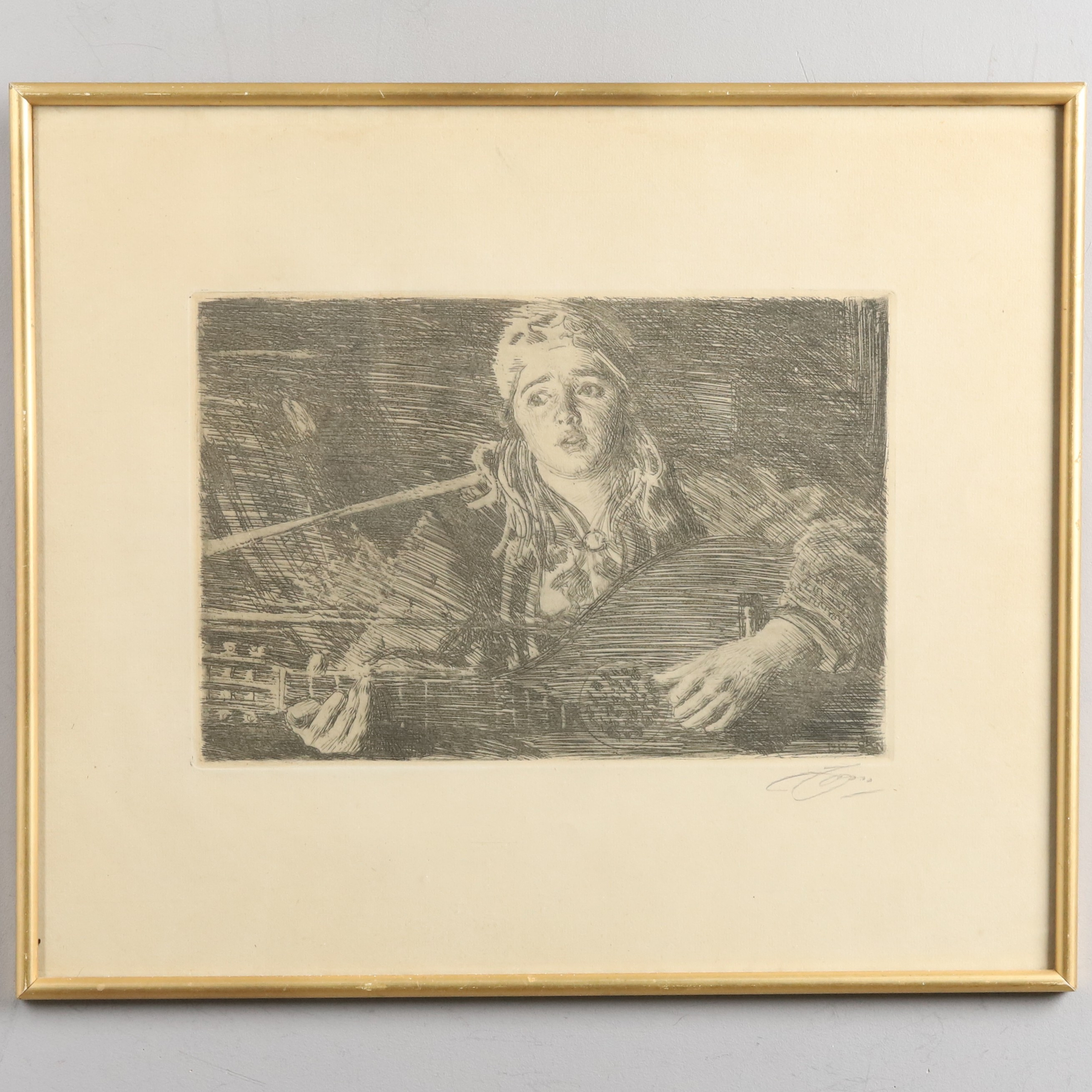 ANDERS ZORN. Etsning, "Ols Maria", signerad i blyerts, daterad i plåt 1919.