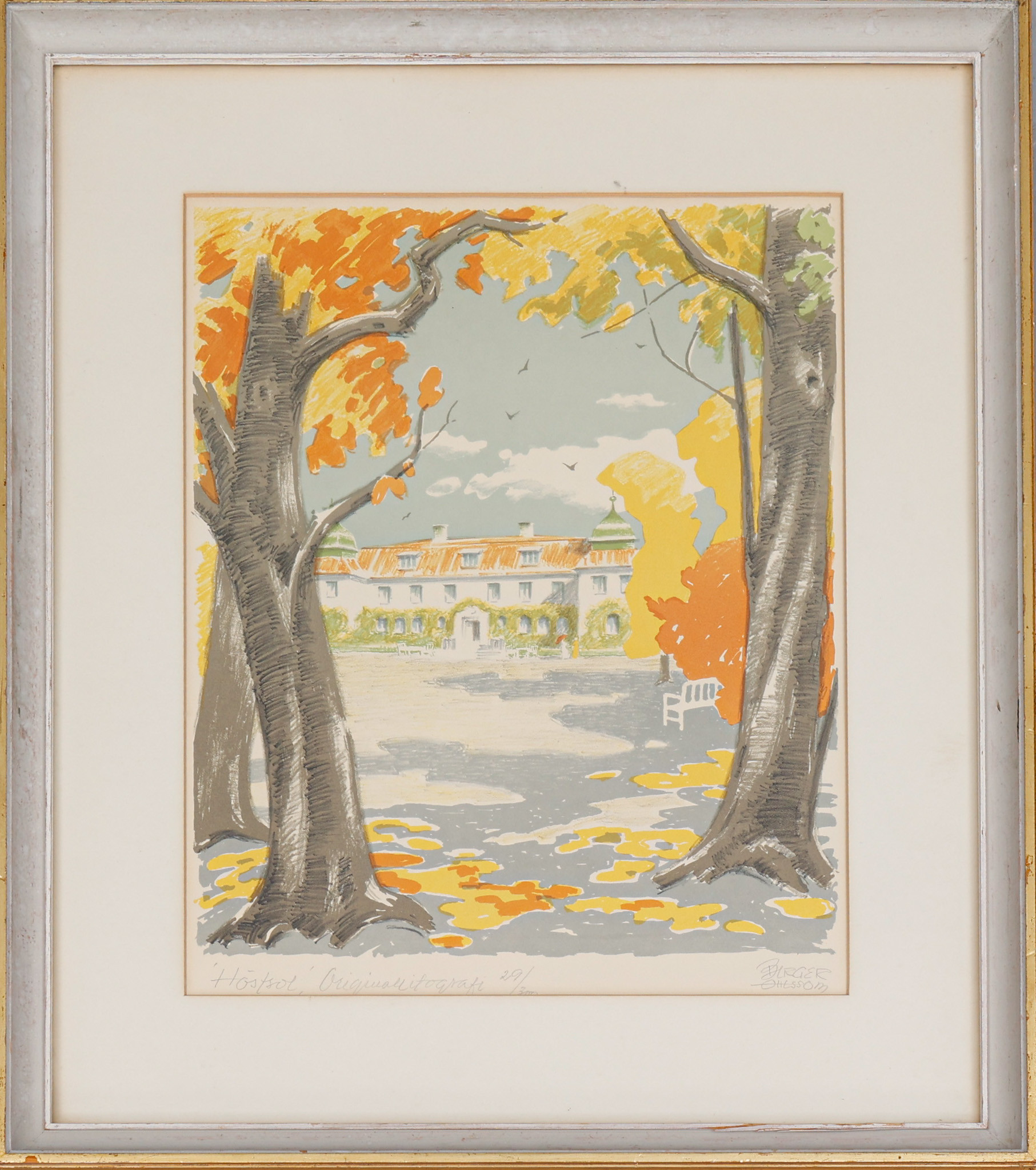 BIRGER OLSSON. Originallitografi, " Höstsol ", signerad.