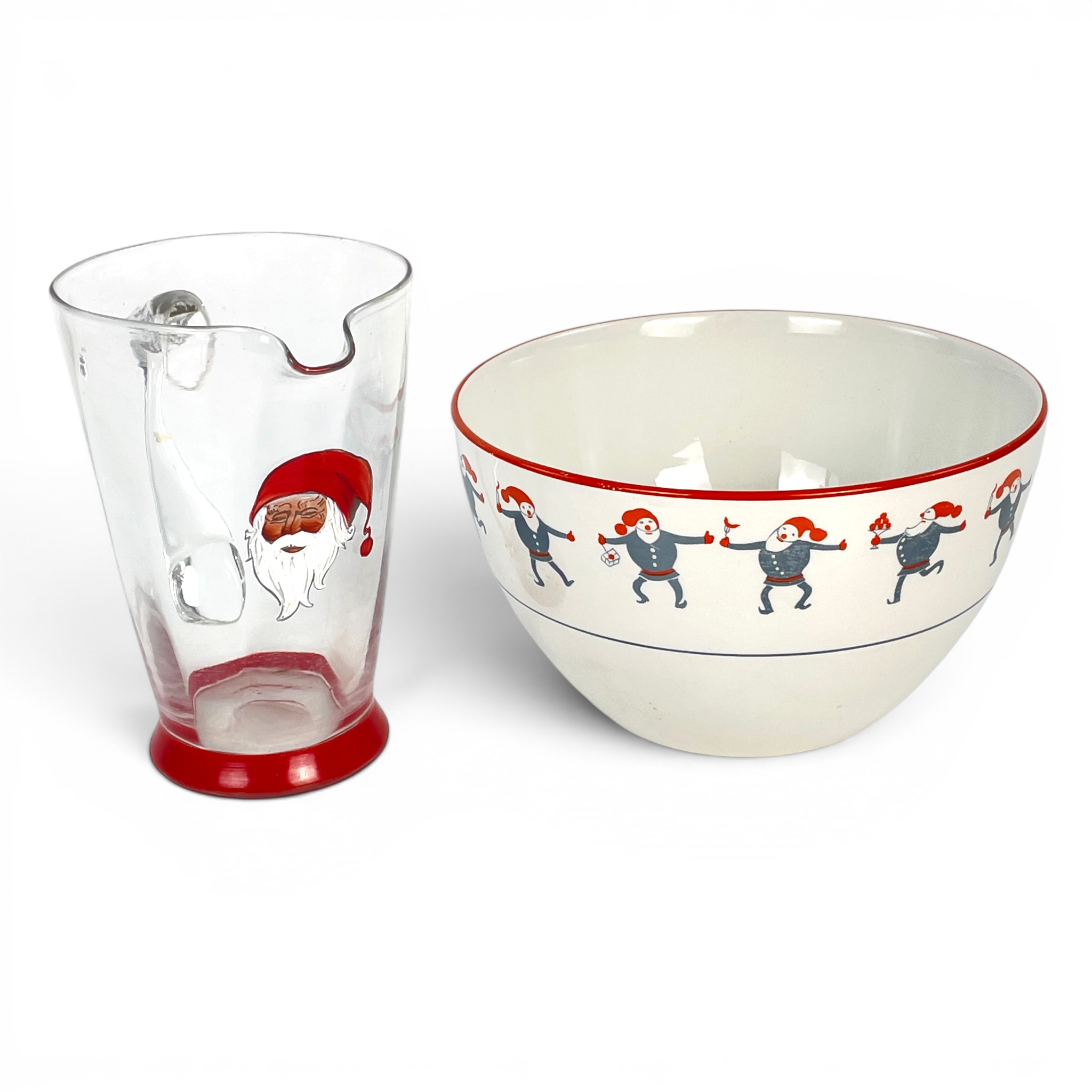 GRÖTSKÅL & KANNA, 2 st. Porslin/glas, Upsala-Ekeby, Gefle samt Åfors glasbruk.