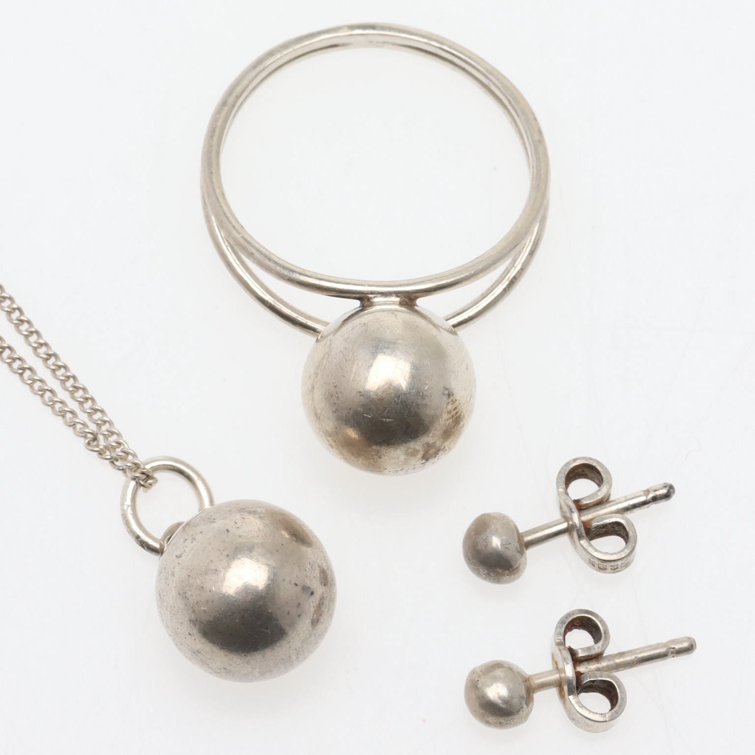 SMYCKESSET, 3 delar, kula, silver.