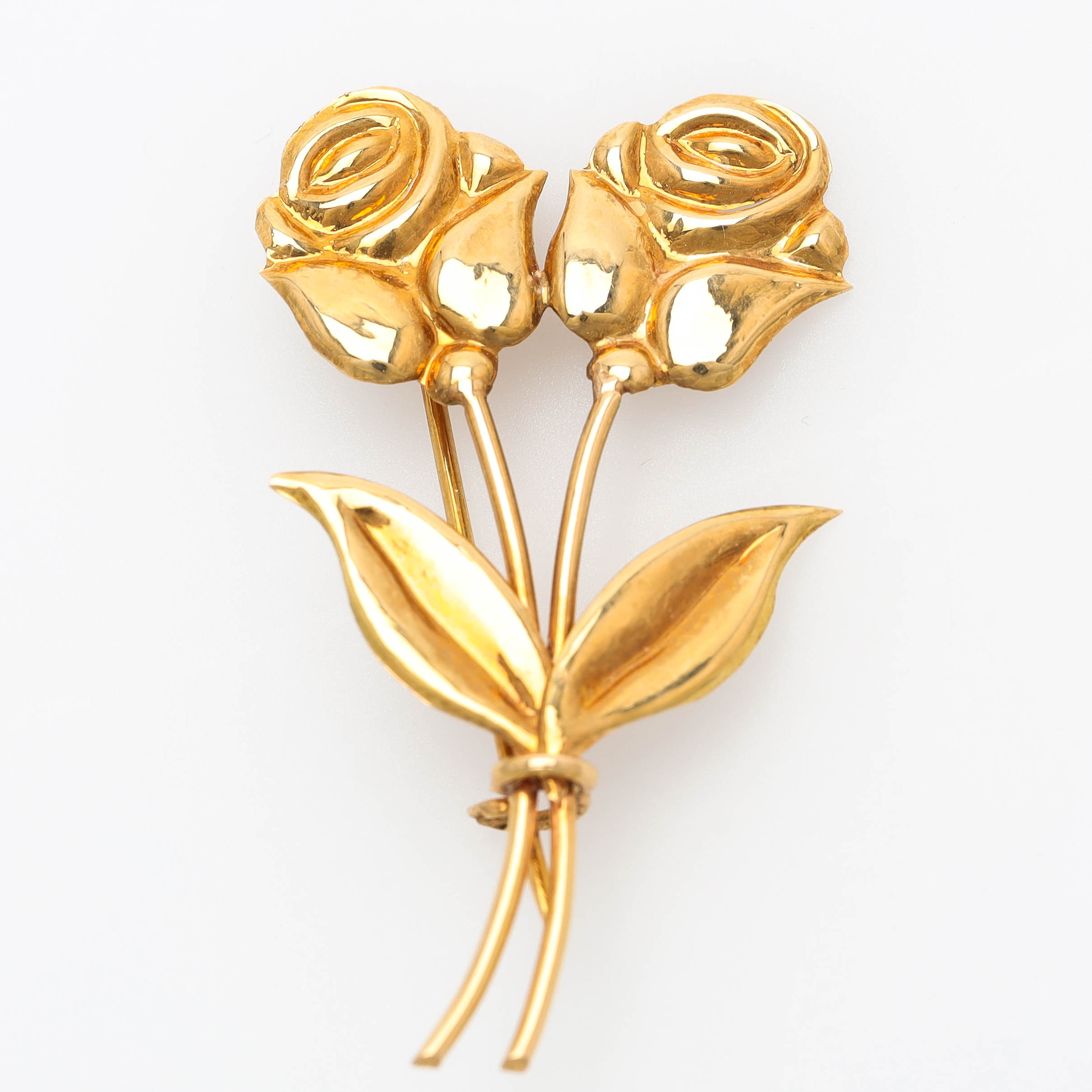 BROSCH, 18 k guld, rosor.