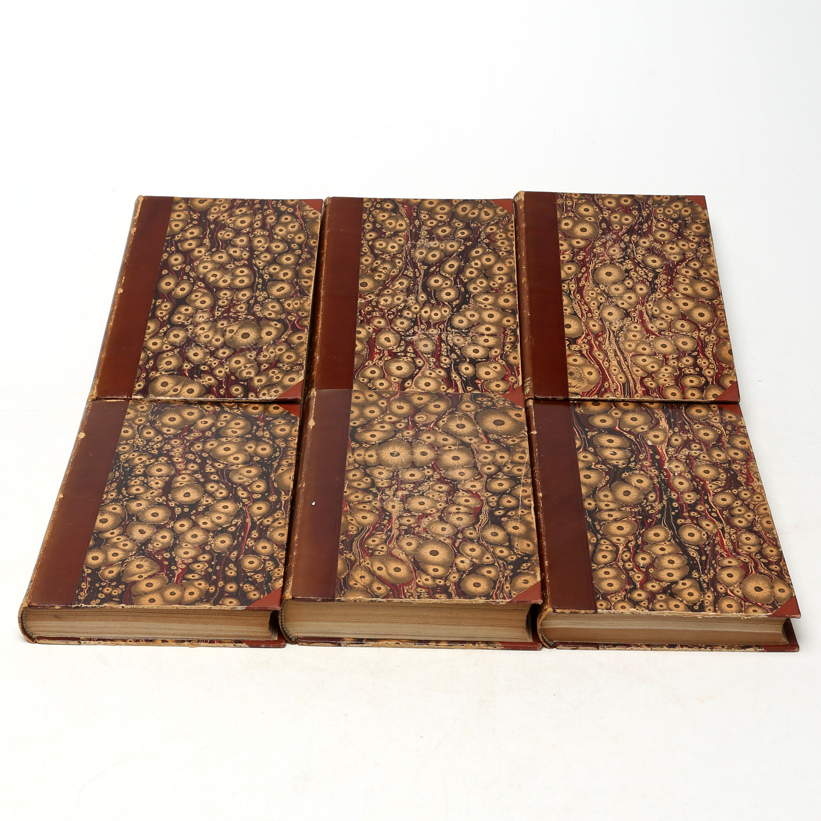 BOKBAND, 6 delar, Verldshistoria, Ernst Wallis, förstaupplaga, 1800-tal.