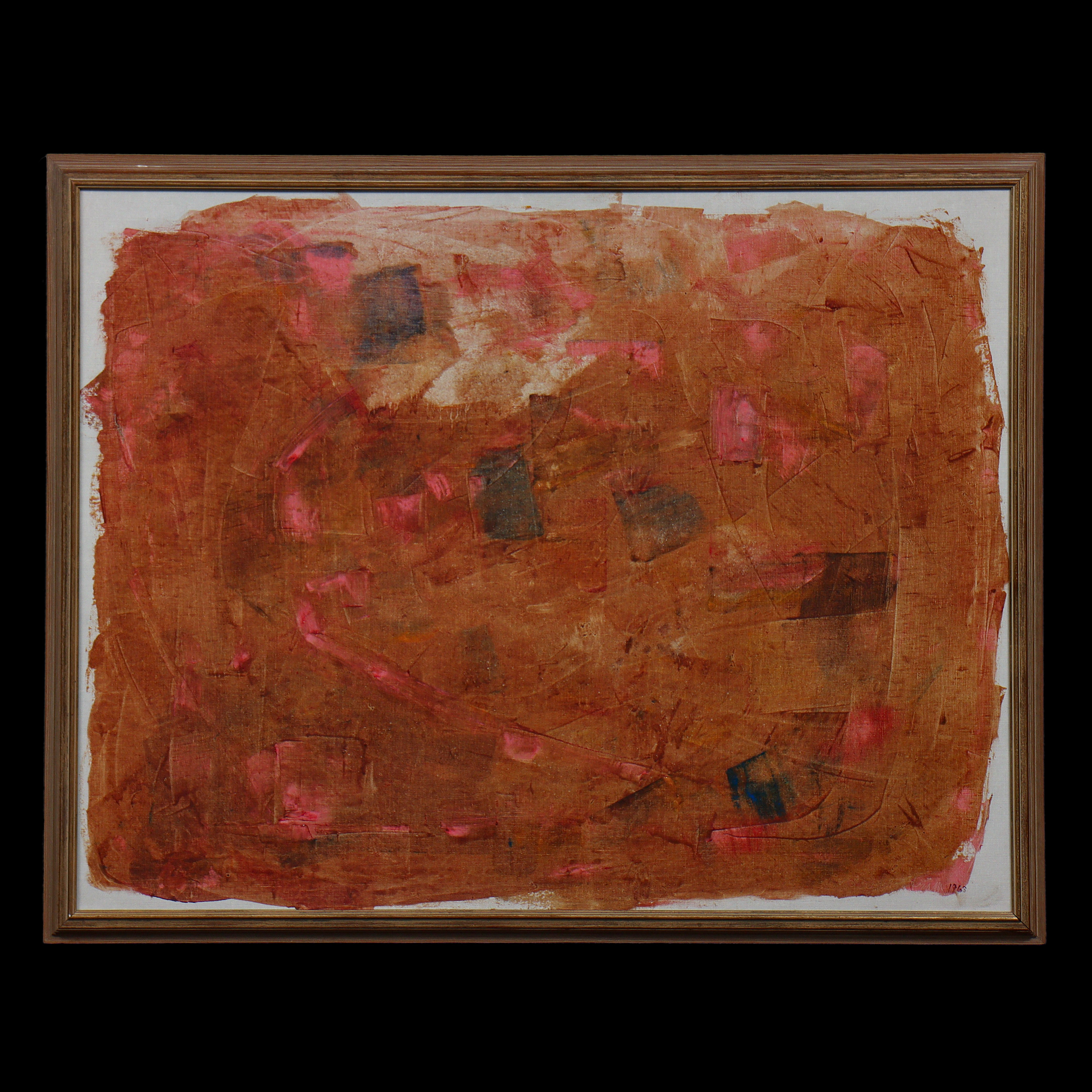BRITT-MARIE SUNDSTRÖM "ARKEIKUM" ABSTRAKT KOMPOSITION (98,5x76,5) OLJA PÅ DUK, SIGNERAD, DATERAD.
