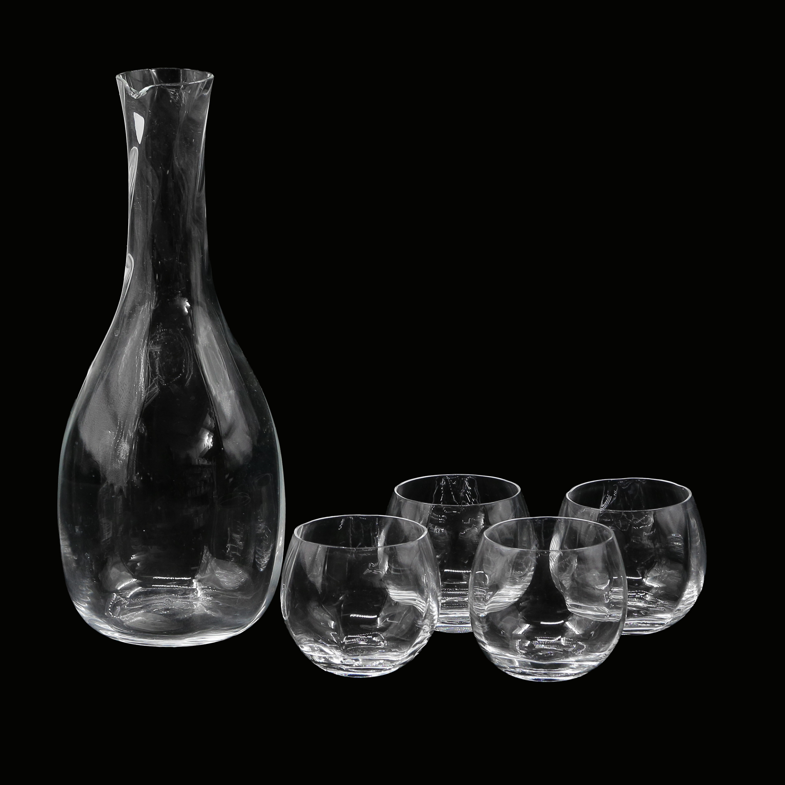 BERTIL VALLIEN. "CHATEAU" VATTENKARAFF SAMT SELTERSGLAS, 5 DELAR, KOSTA BODA.
