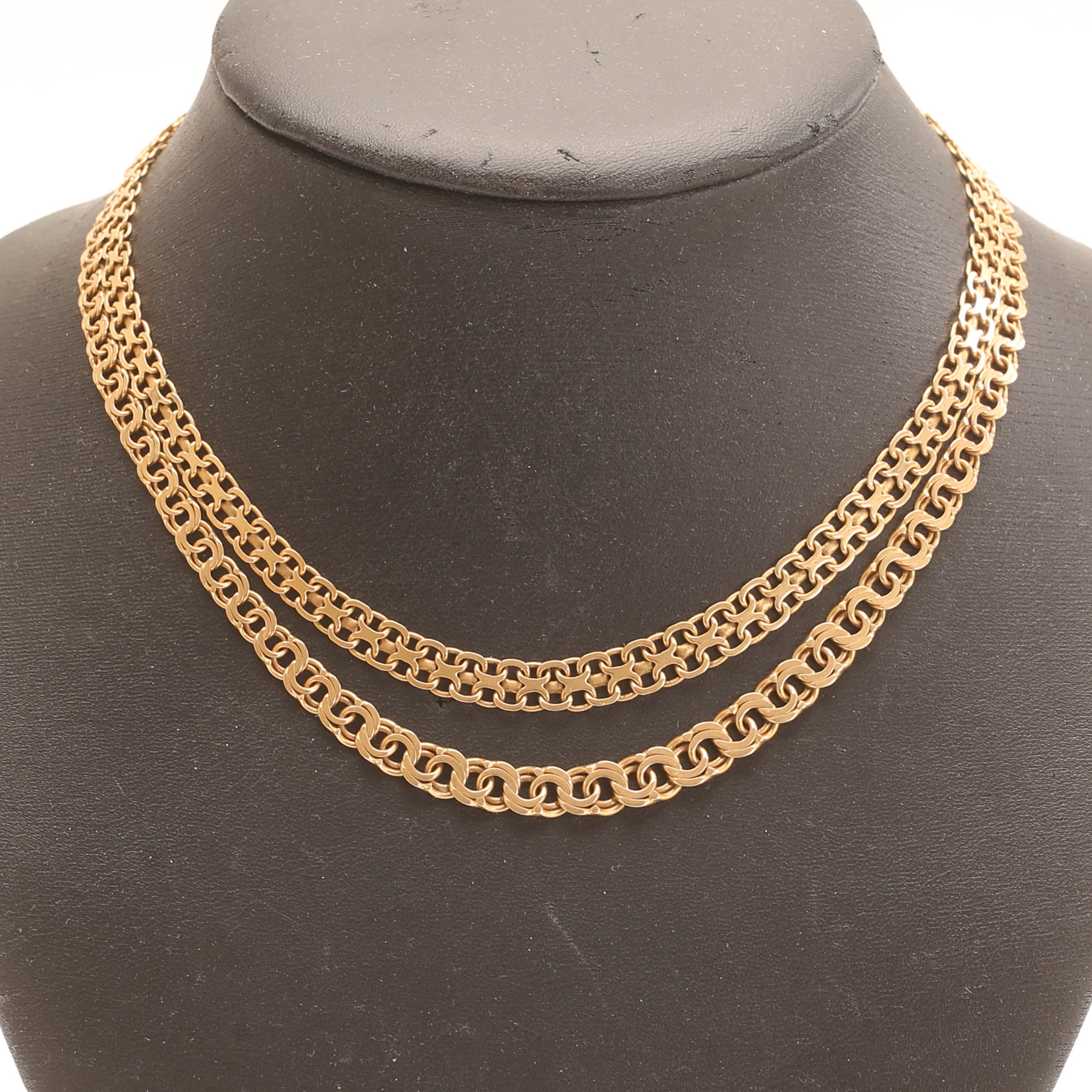 COLLIER, bismarck och x länk, 18 k guld.