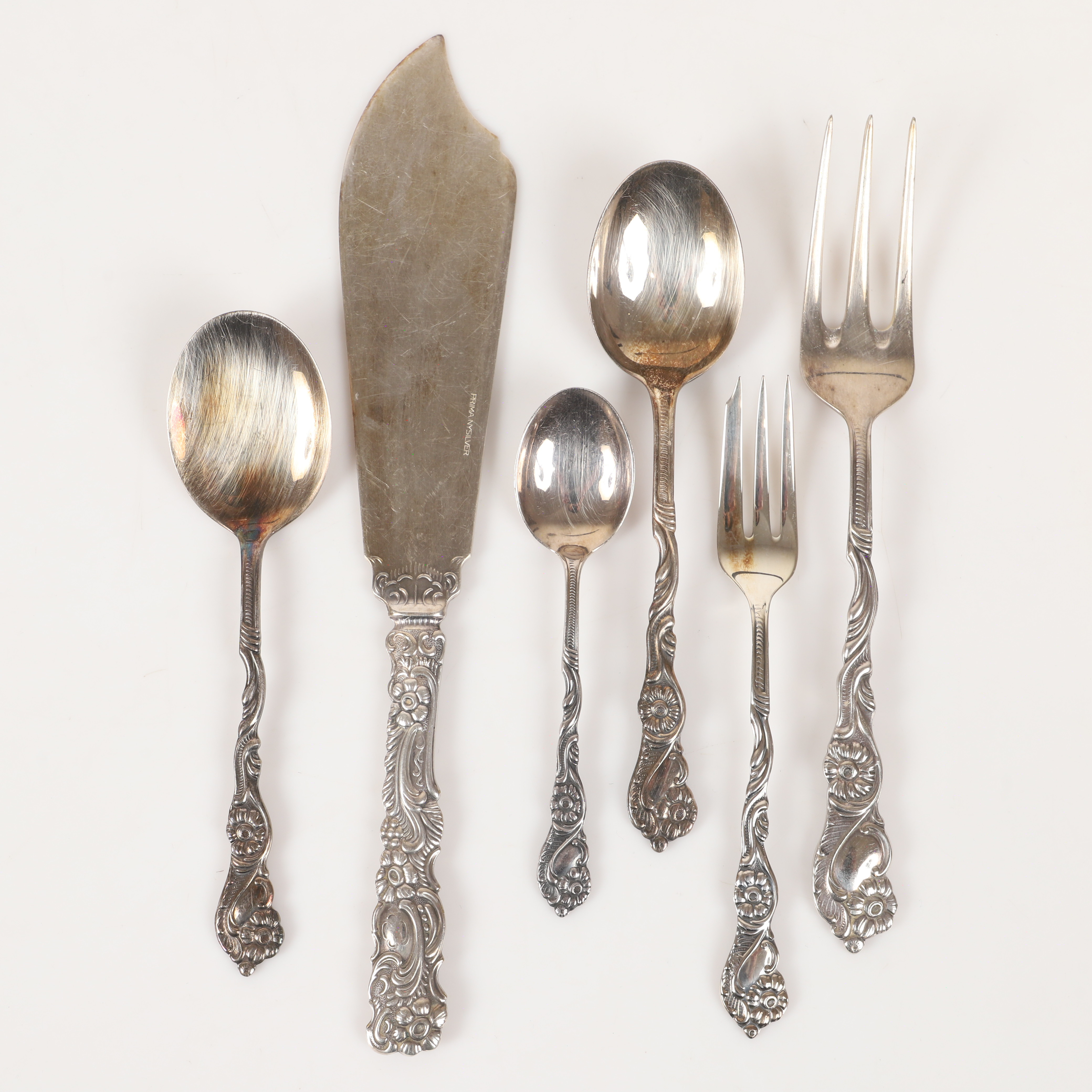 TÅRTGAFFLAR, DESSERTSKEDAR M. M., 42 delar, "Amsterdam", nysilver, NilsJohan, Sverige.