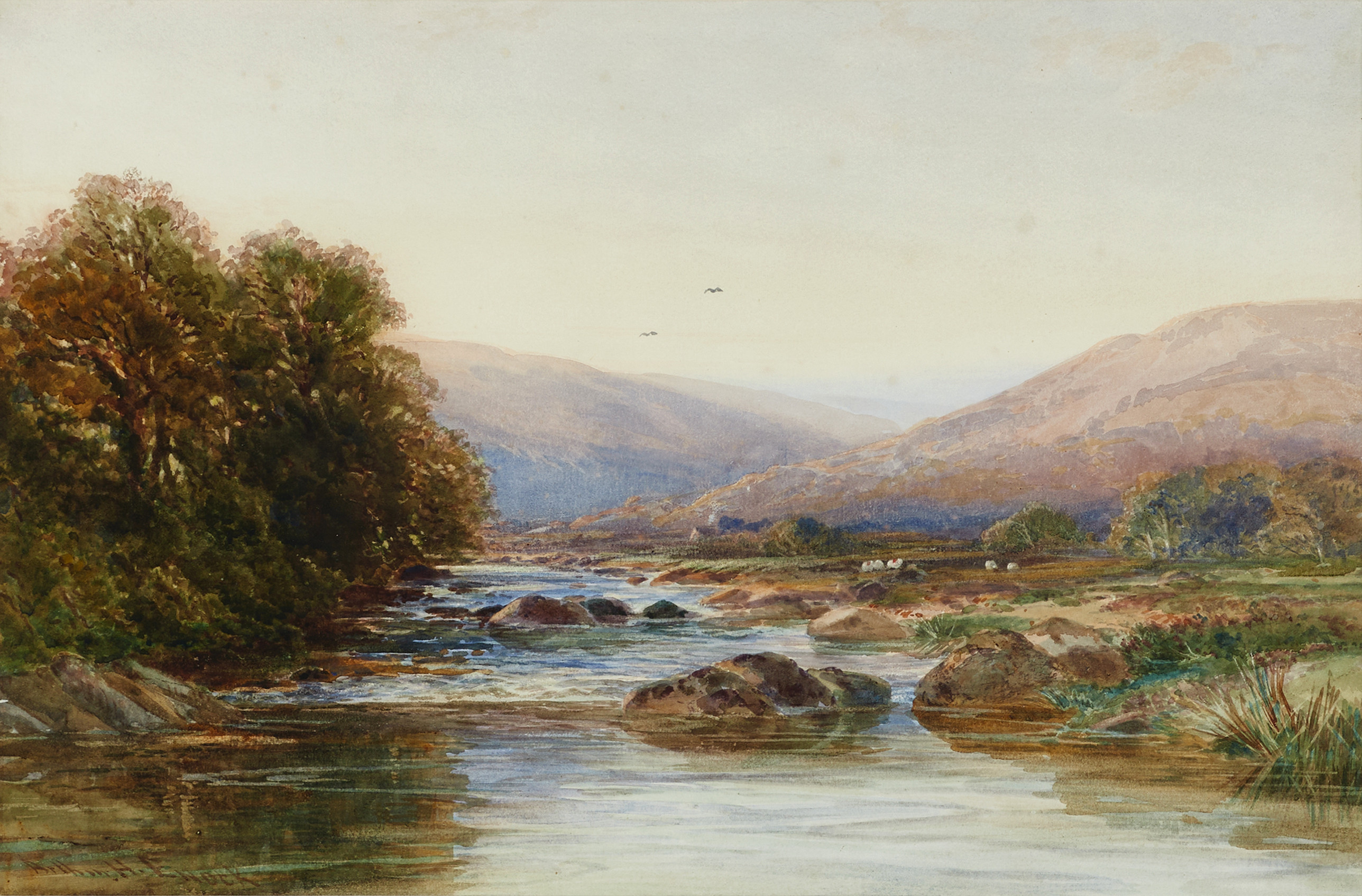 ARTHUR HENRY ENOCK (England, 1839-1917). "The west Dart", signerad, akvarell.