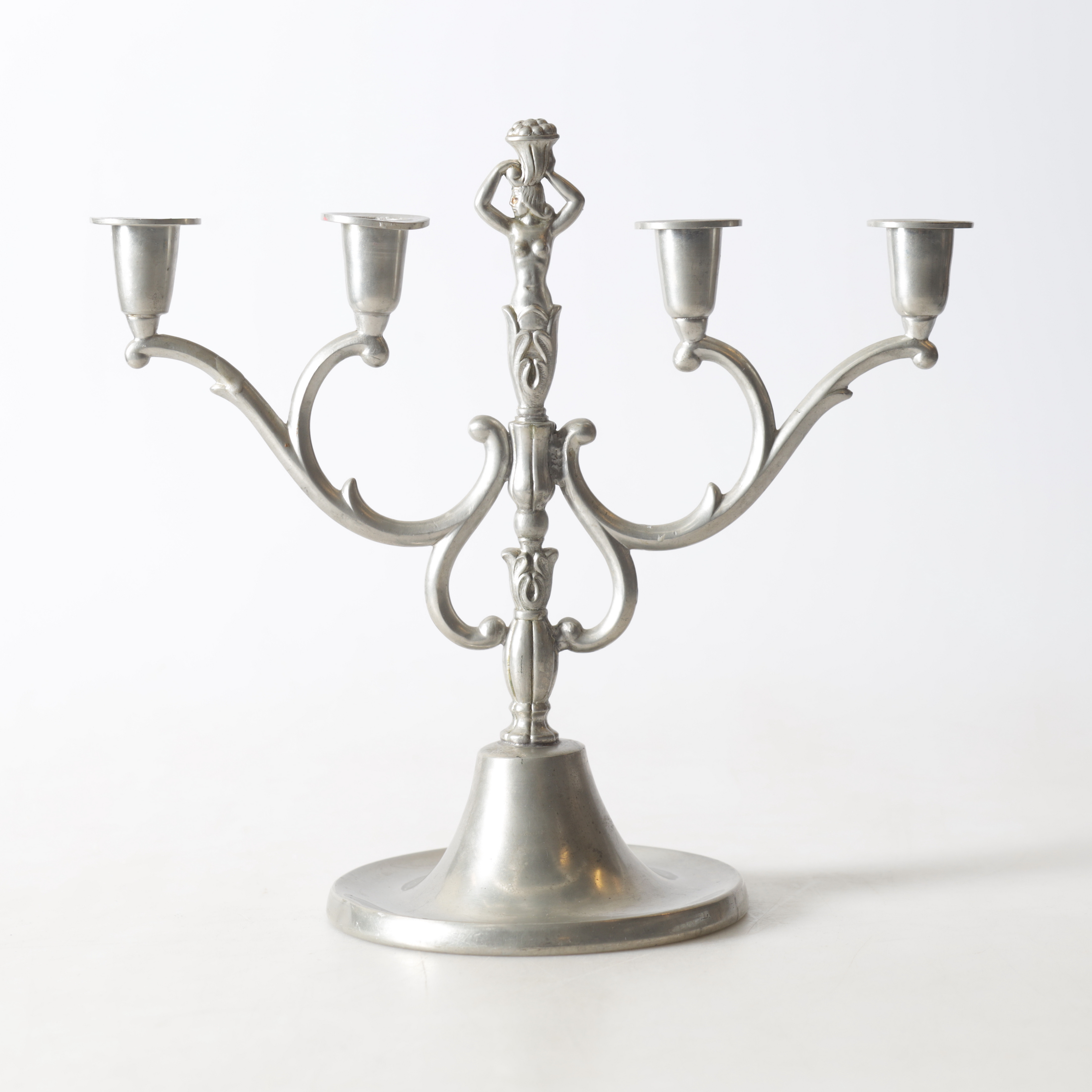 KANDELABER, tenn, Edlunds Silverfabrik A.B., Stockholm, Swedish Grace, 1928.