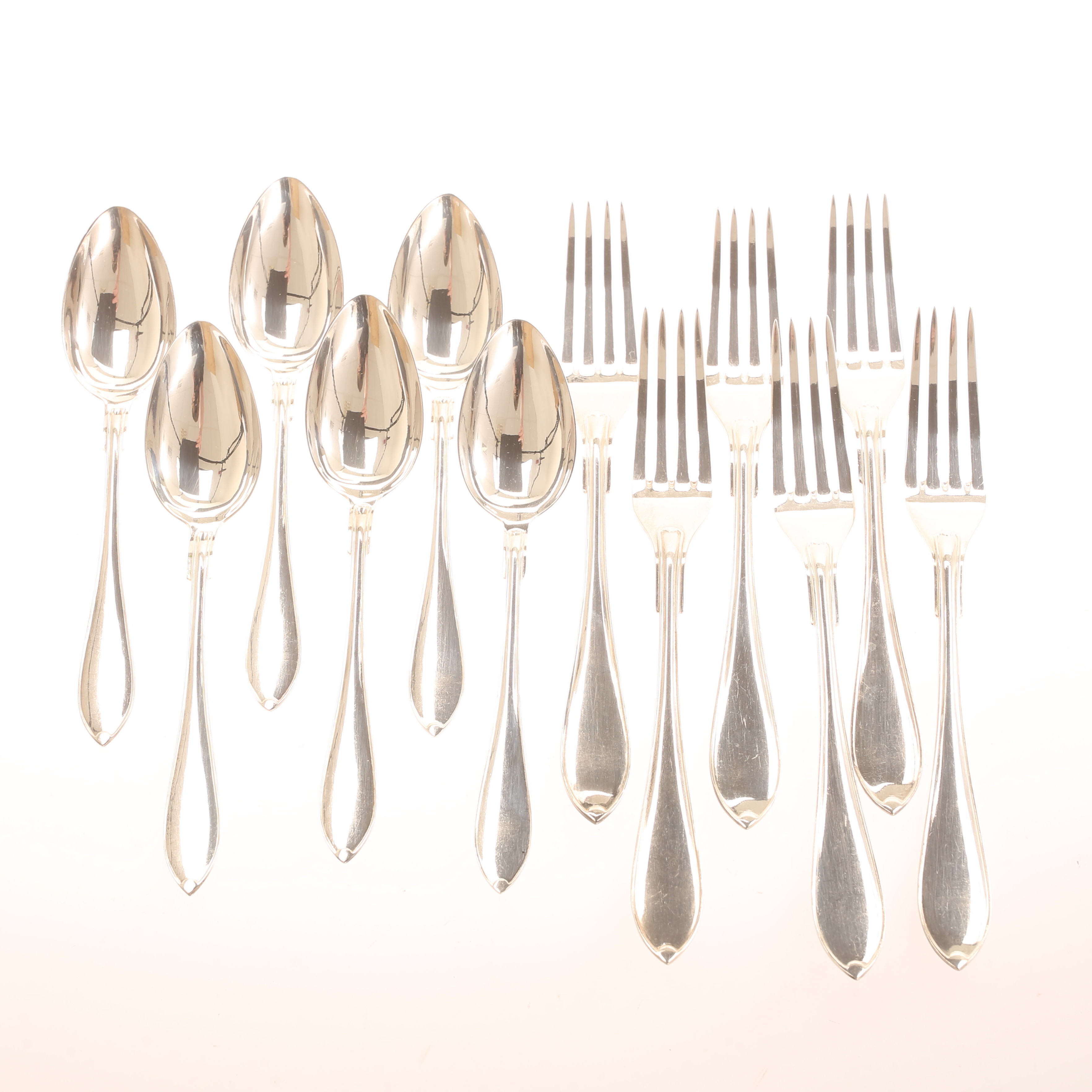 SKEDAR, 6 stycken. GAFFLAR, 6 stycken. Silver GAB.
