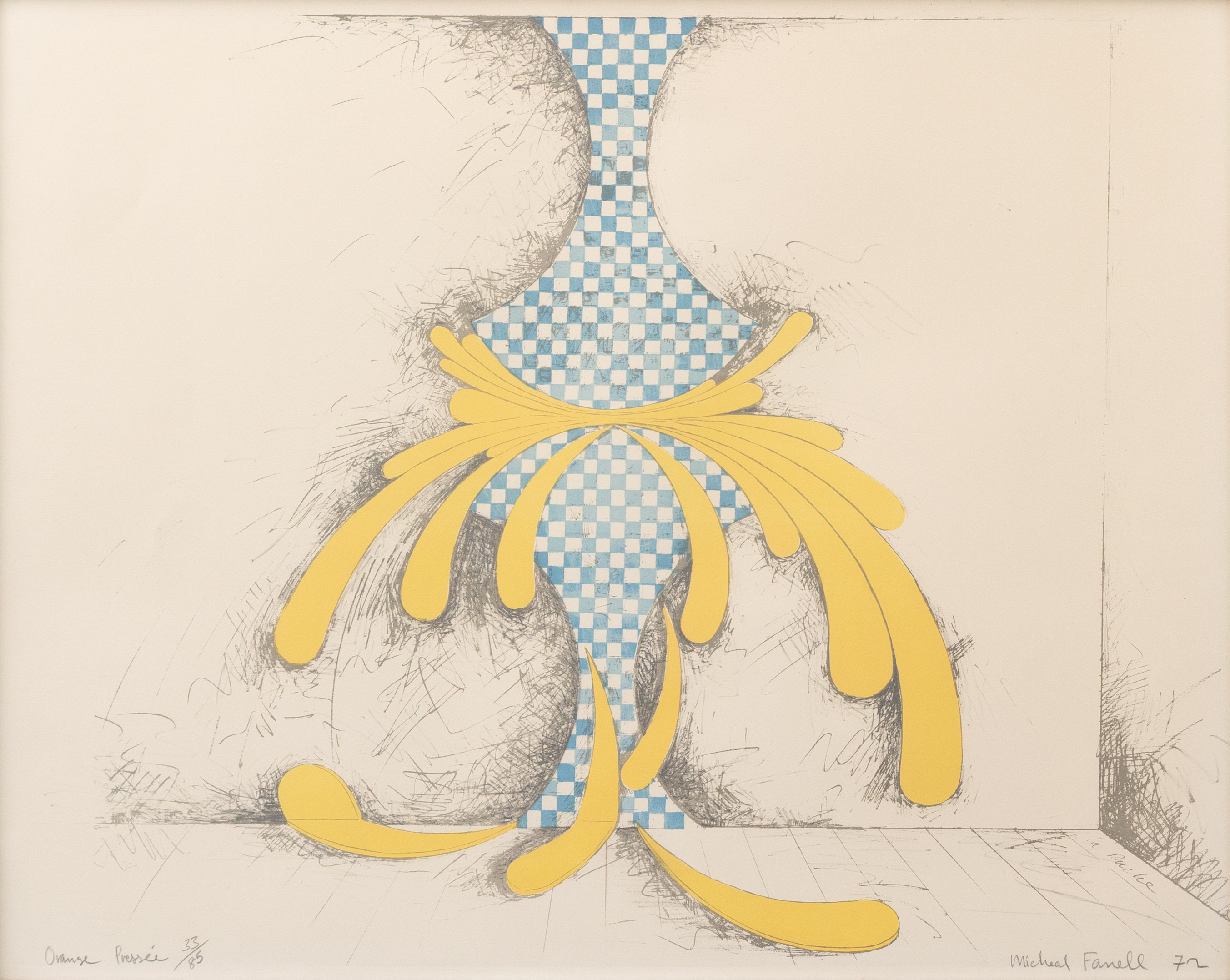 MICHEAL FARRELL (1940-2000). "Orange Pressée", färglitografi, signerad och daterad -72.