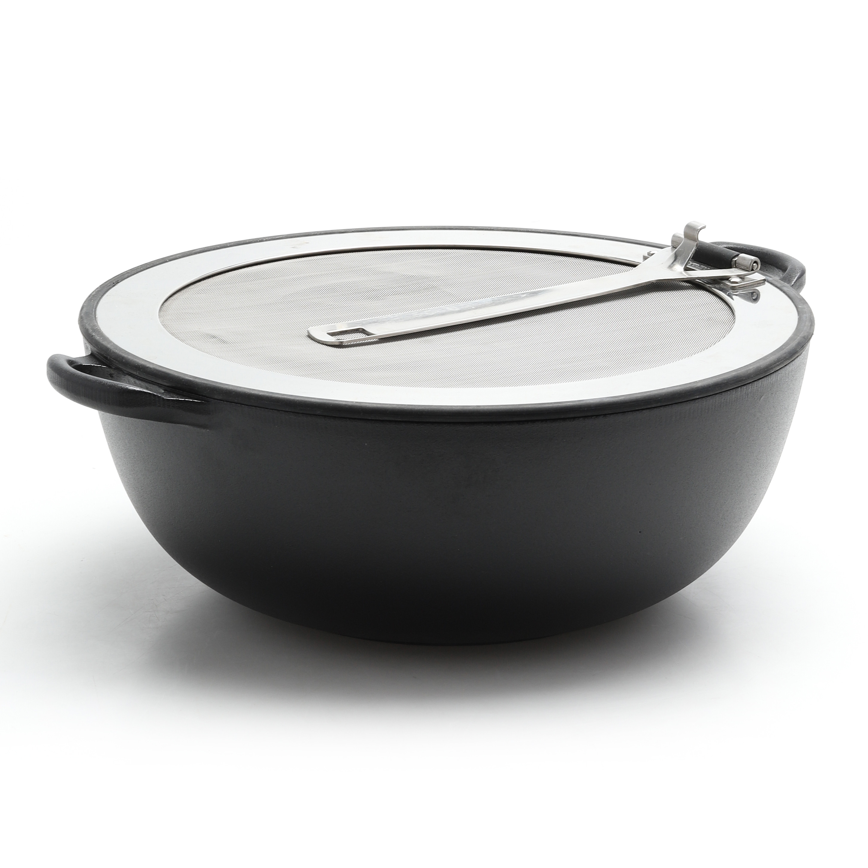 LE CREUSET. Gjutjärnsgryta med stänkskyddslock.