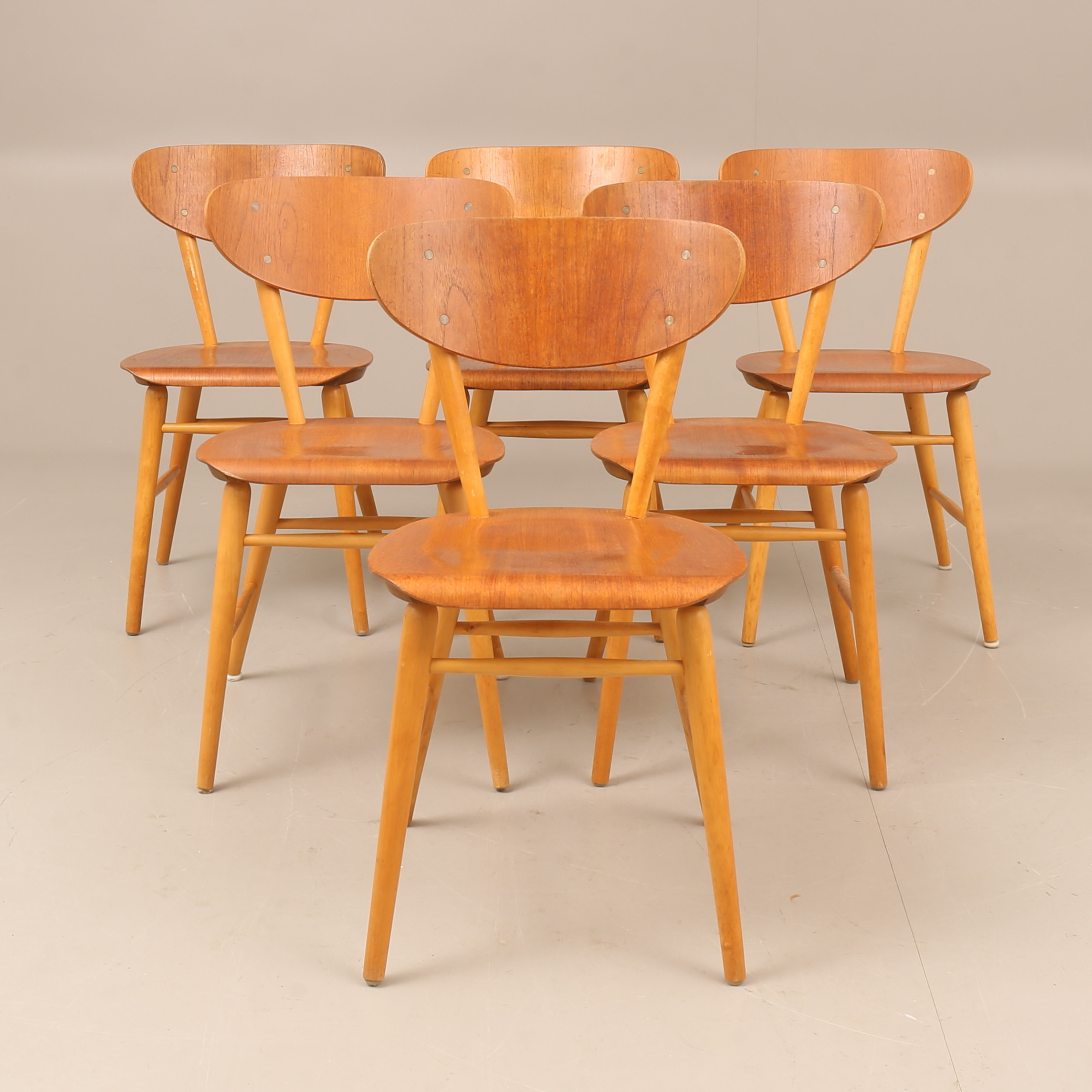 STOLAR, 6 stycken, teak, Bröderna Wigells Stolsfabrik, 1950/60 tal.