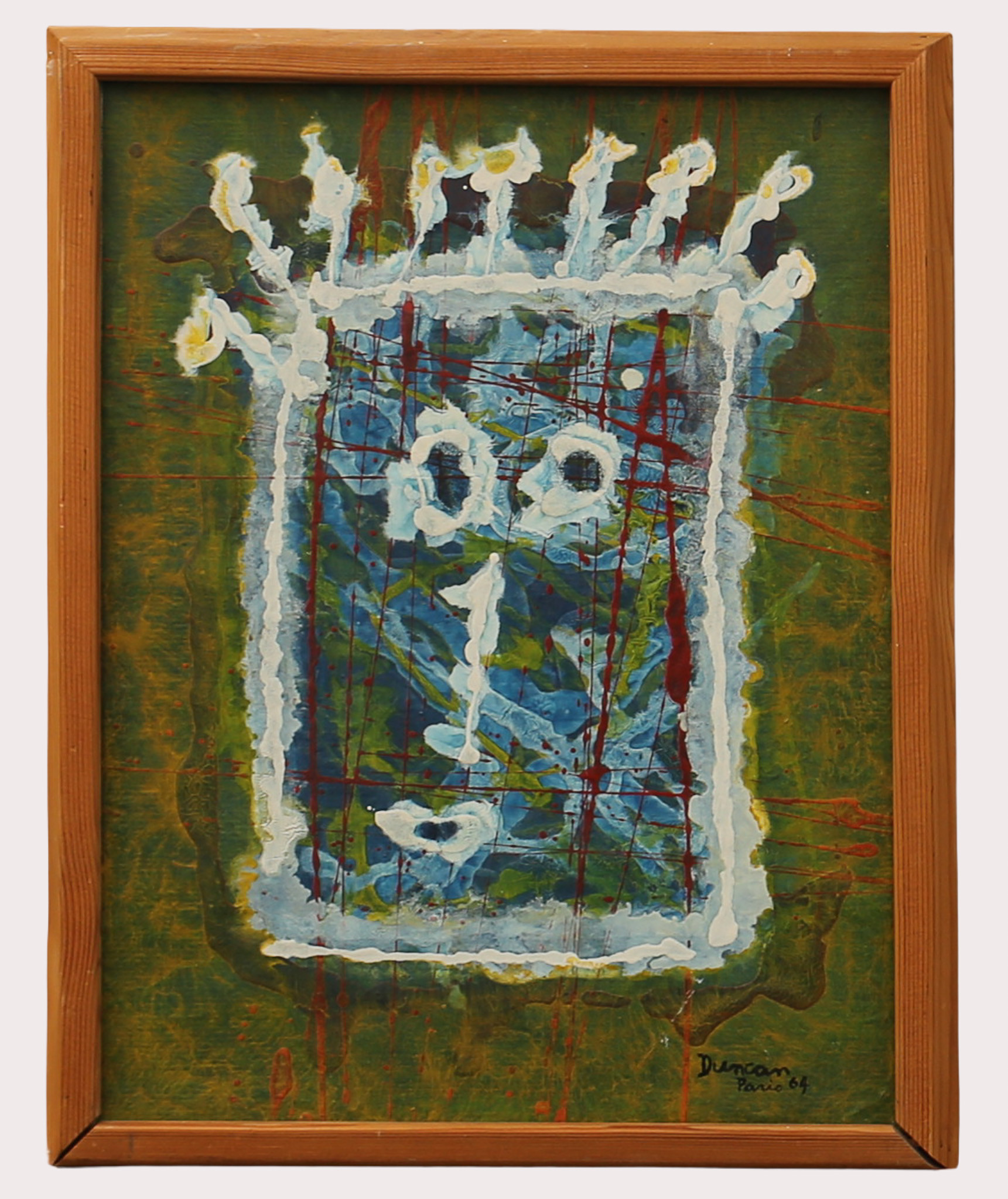 JOSEPH DUNCAN. Olja på duk, "Portrait of a square" signerad Duncan, daterad Paris 1964.