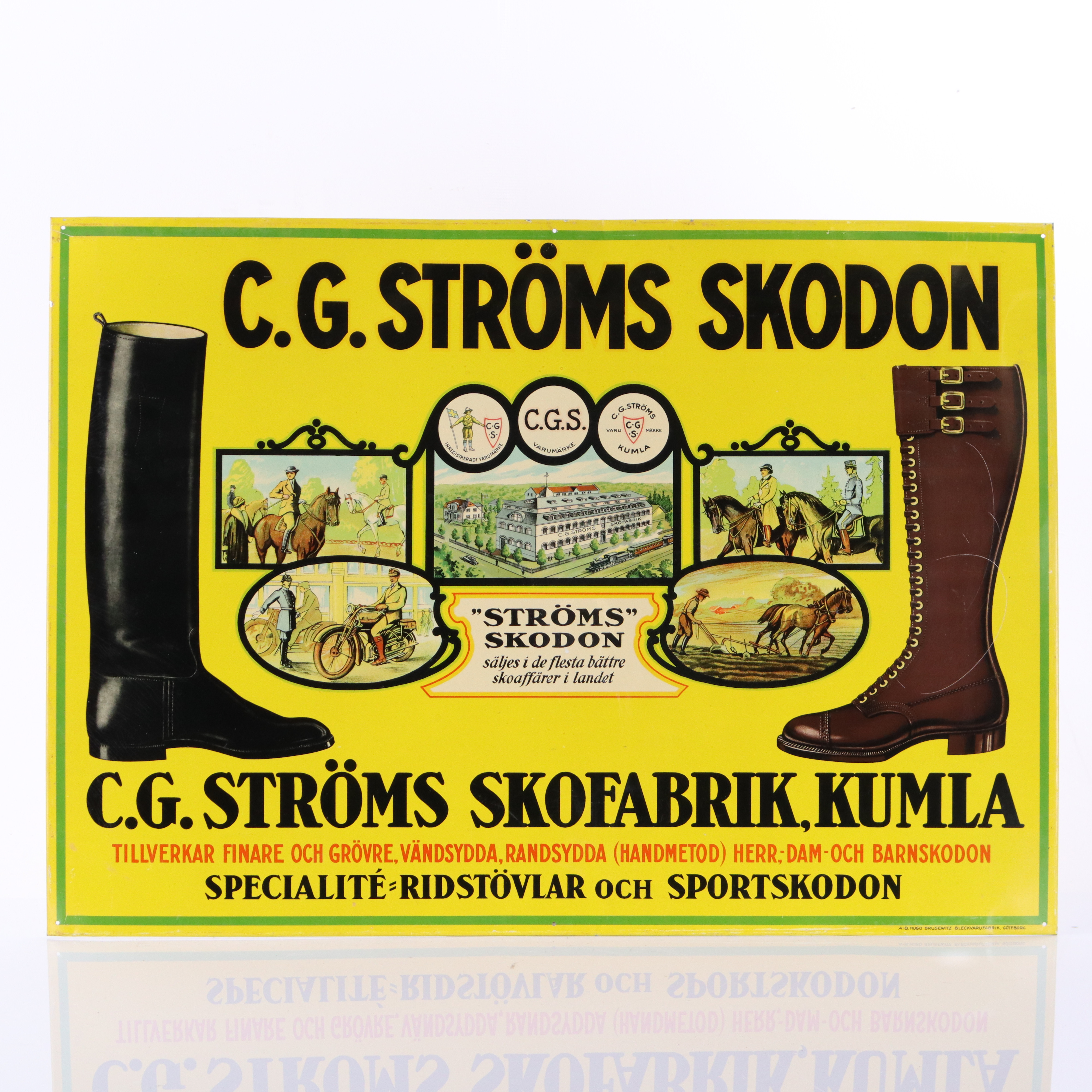 STRÖMS SKODON, plåtskylt, 1920-tal.